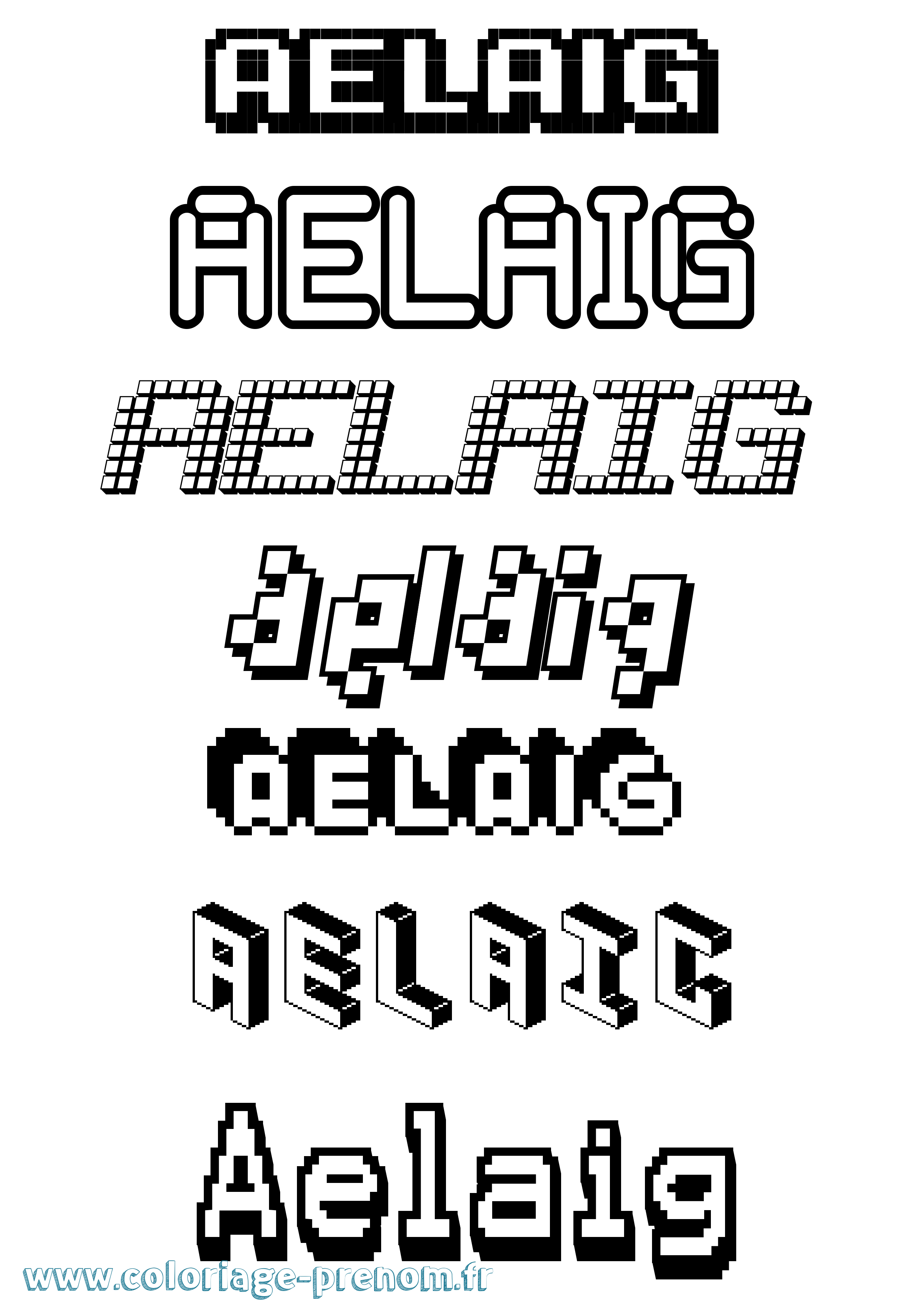 Coloriage prénom Aelaig Pixel