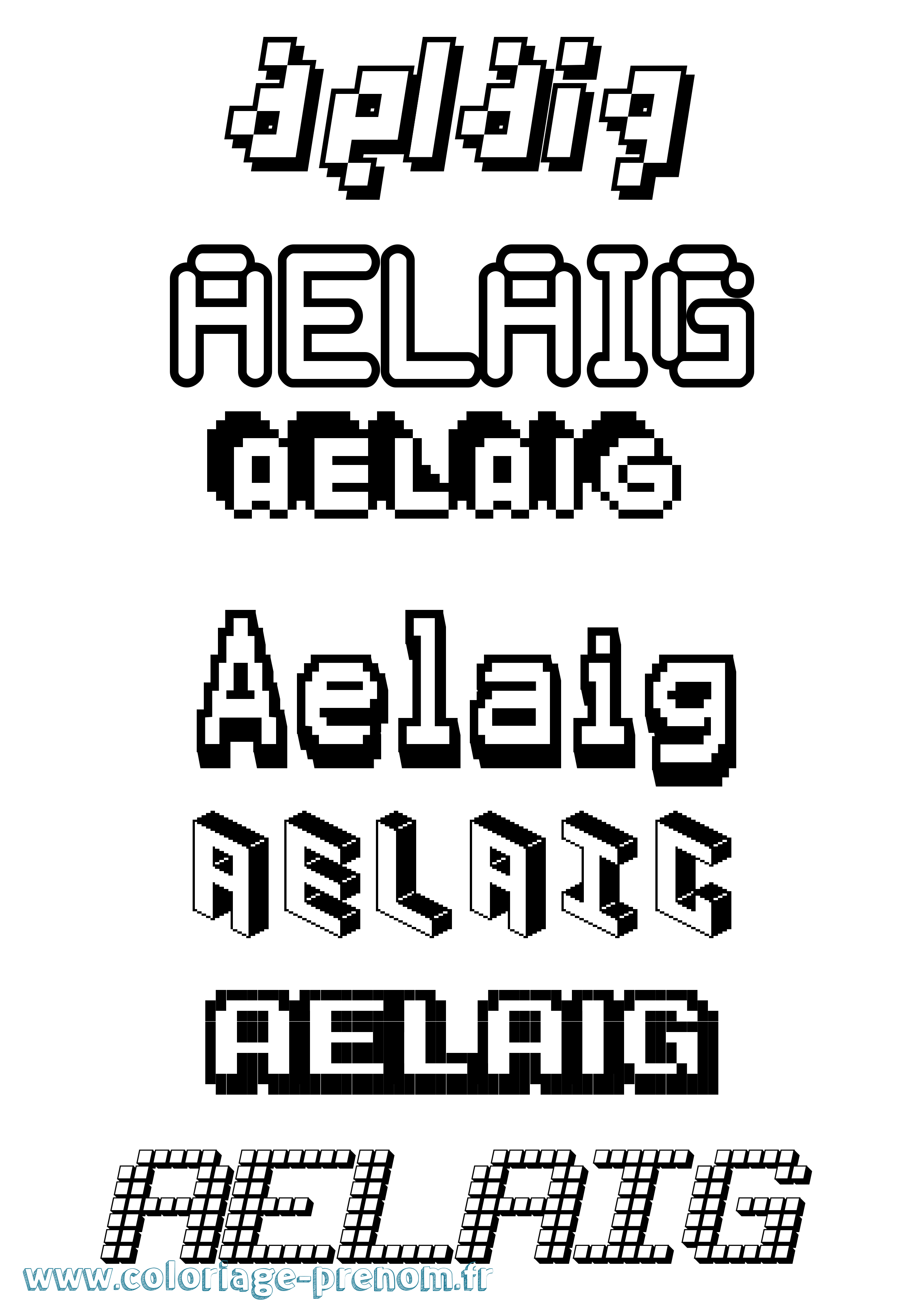 Coloriage Aelaig Pixel Coloriage prénom Aelaig Pixel
