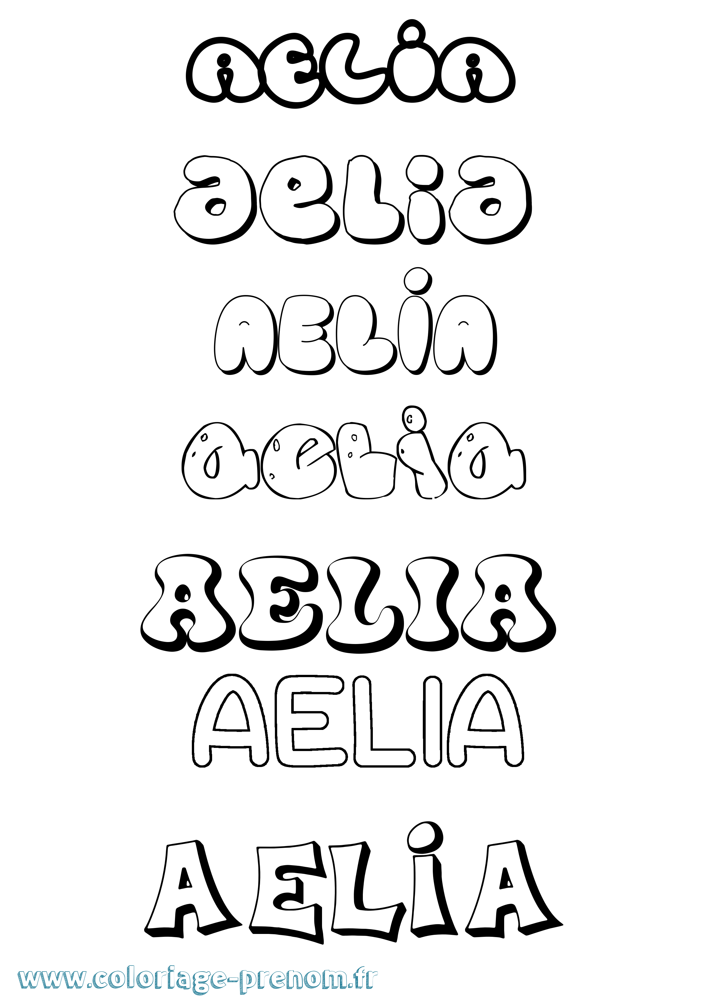 Coloriage prénom Aelia Bubble