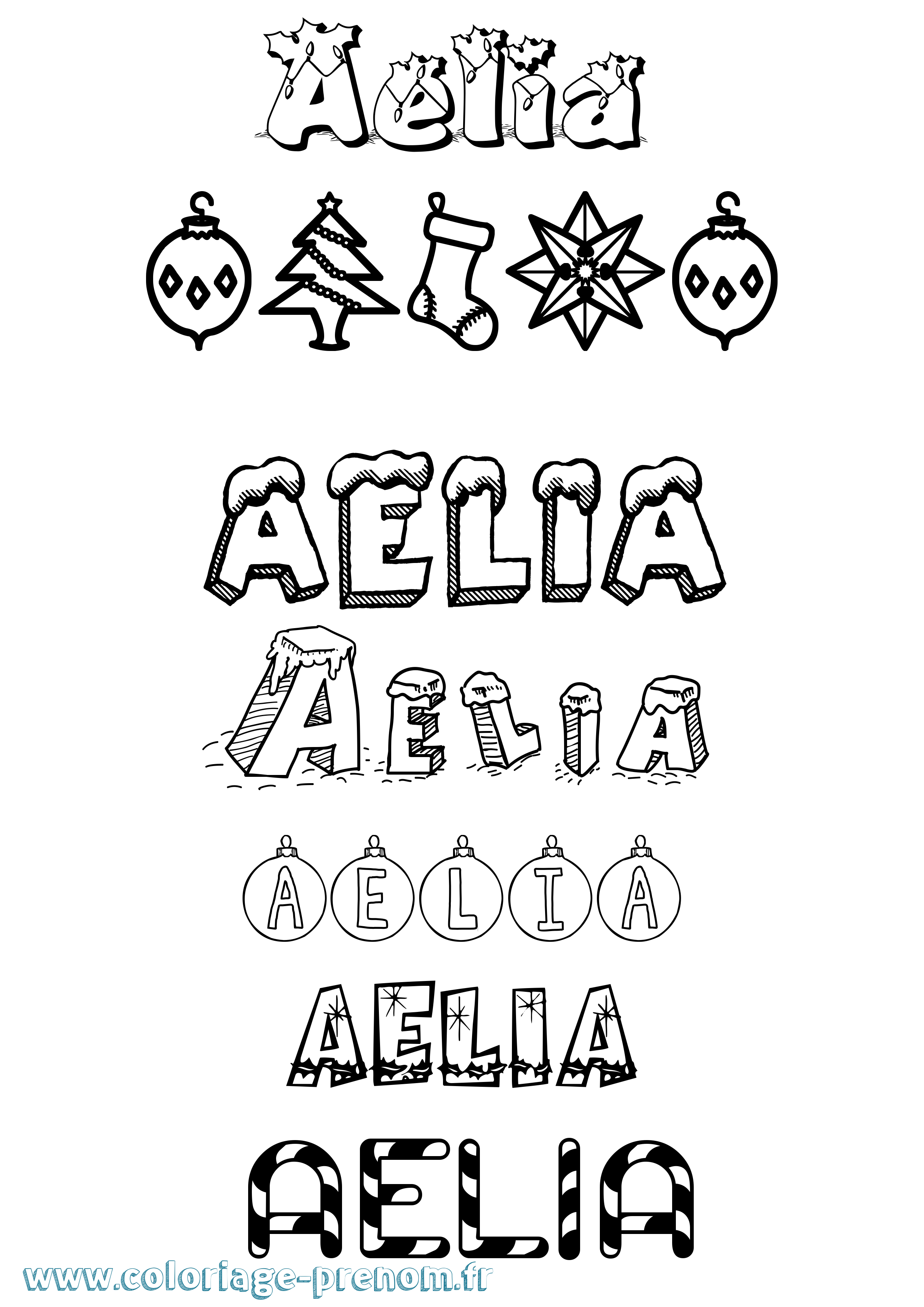 Coloriage prénom Aelia Noël