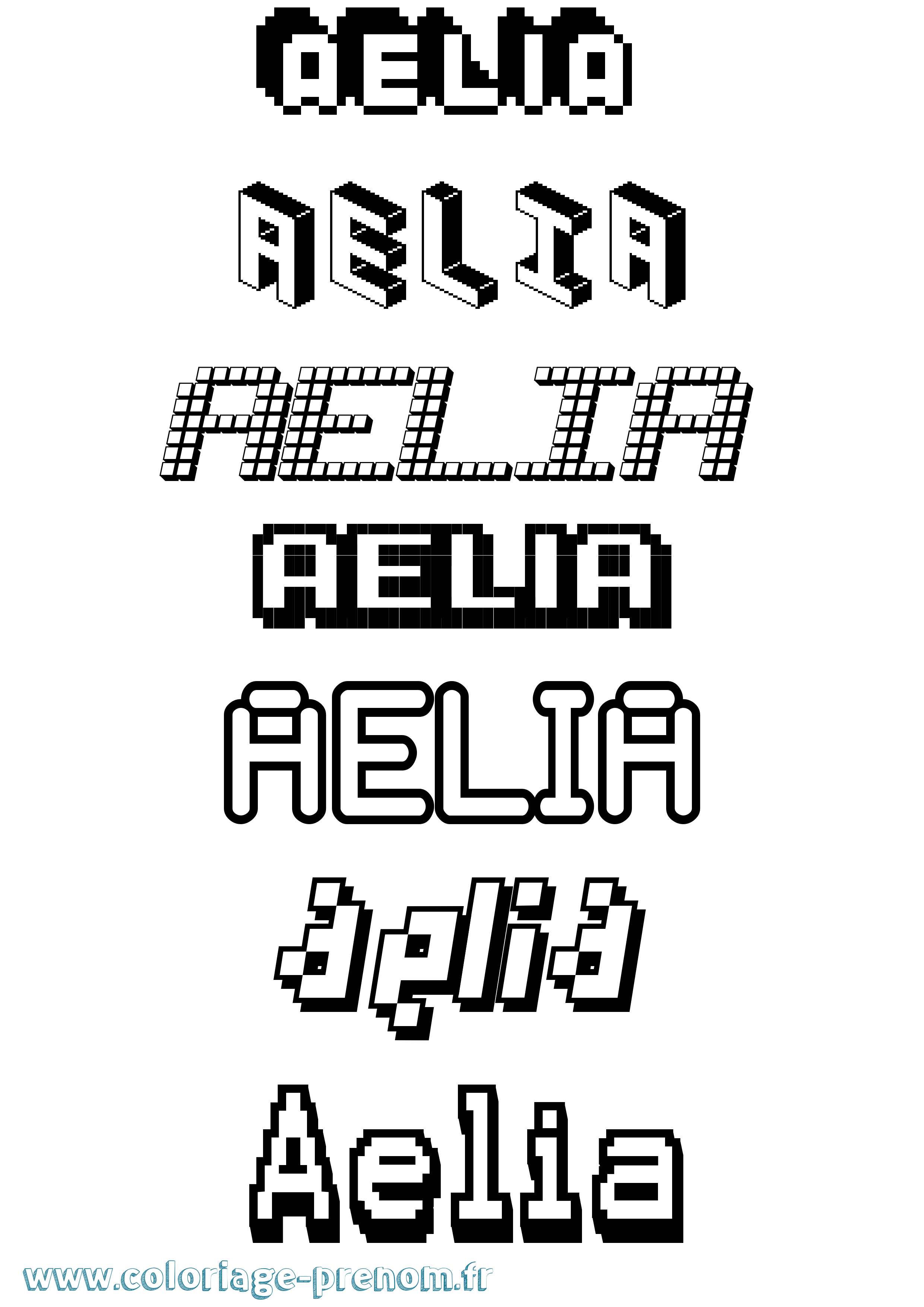 Coloriage prénom Aelia Pixel