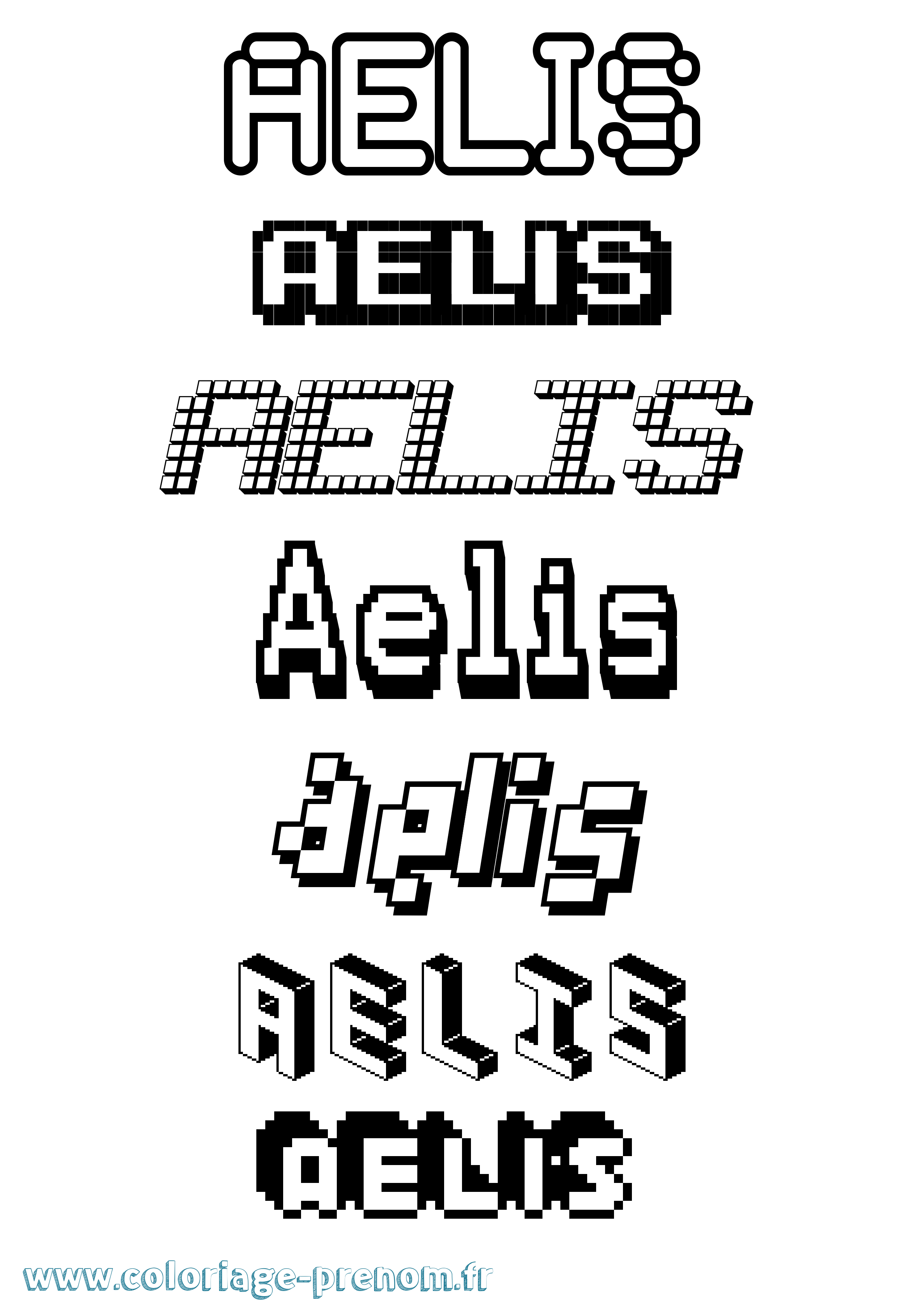 Coloriage prénom Aelis Pixel