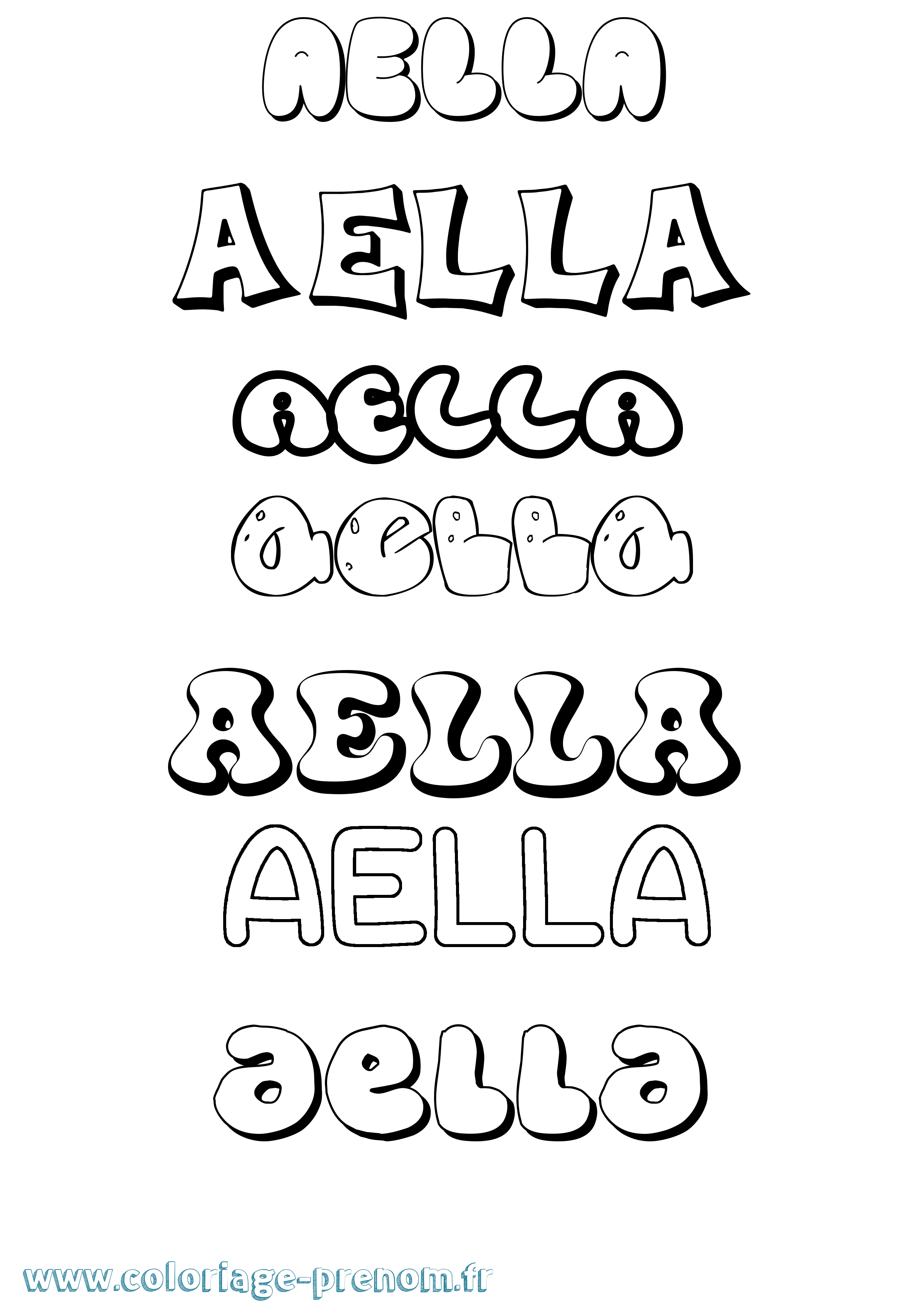 Coloriage prénom Aella Bubble