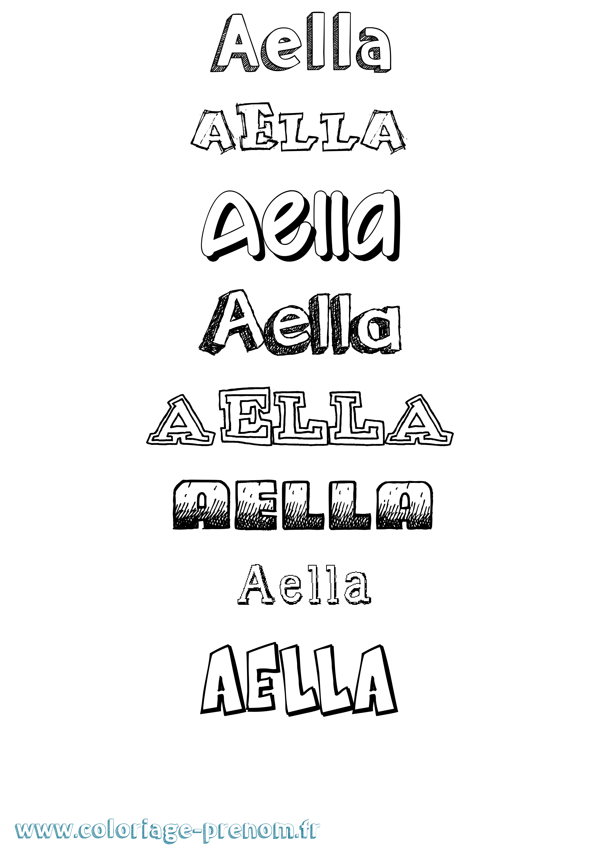 Coloriage prénom Aella Dessiné