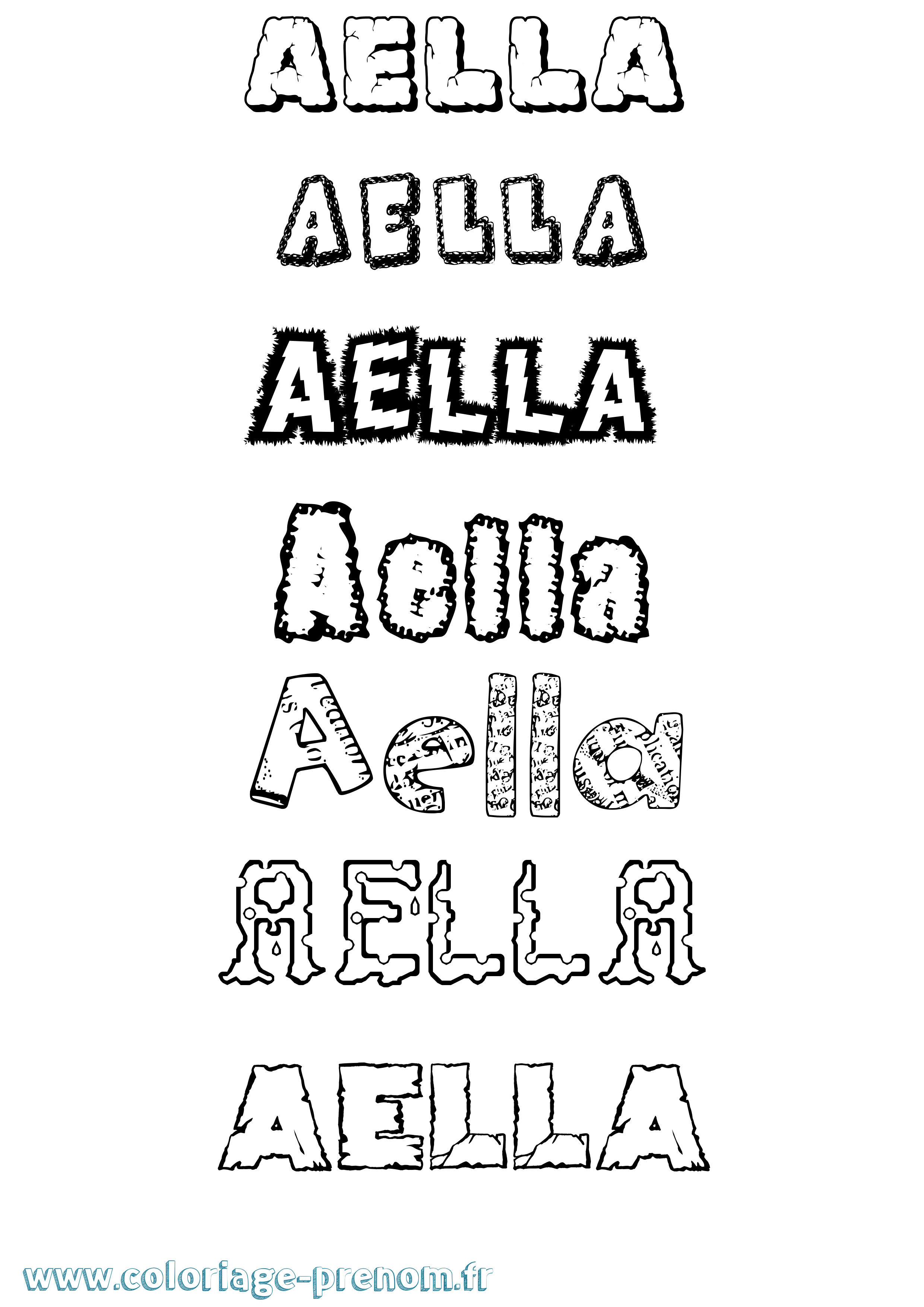 Coloriage prénom Aella Destructuré