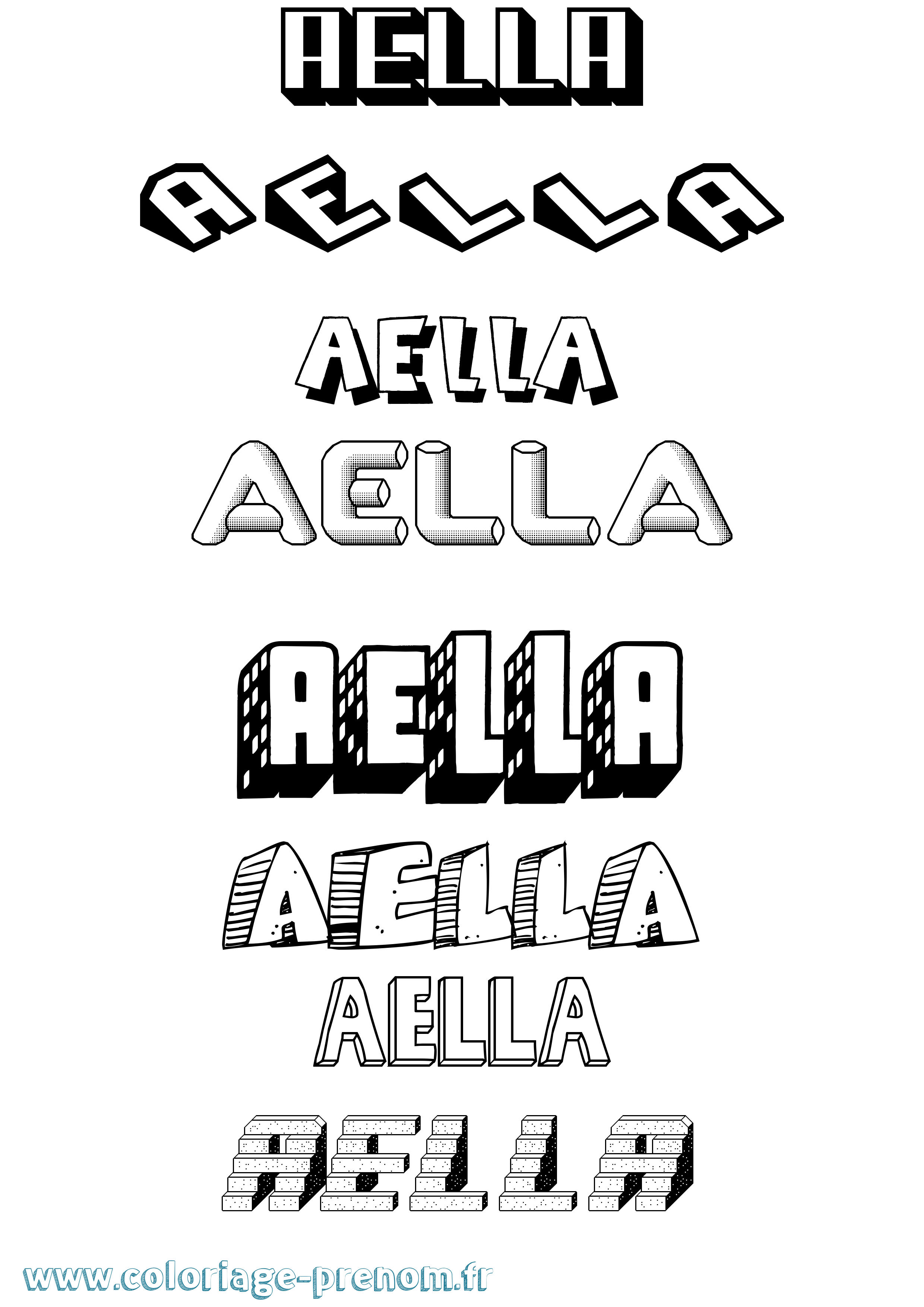 Coloriage prénom Aella Effet 3D