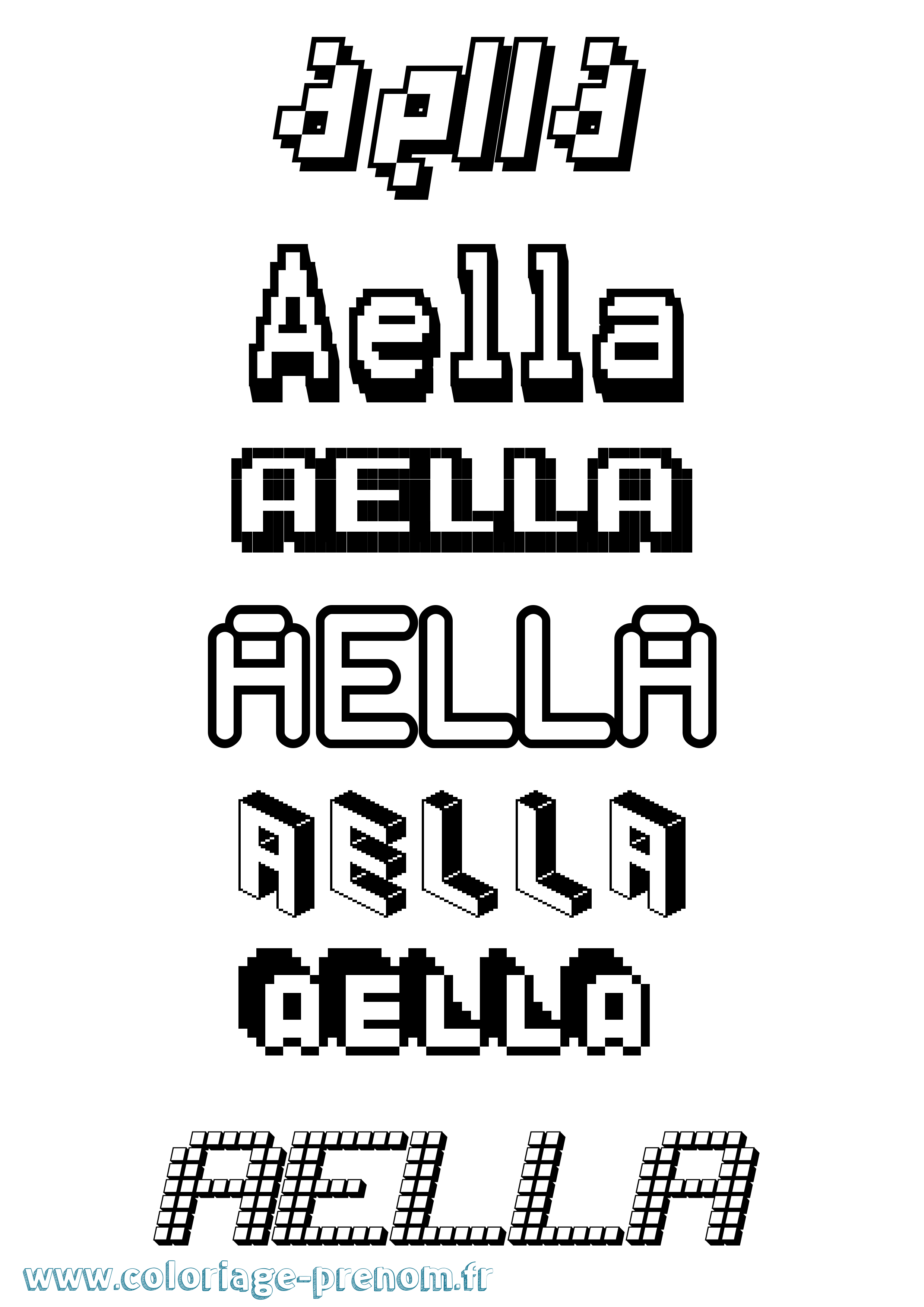 Coloriage prénom Aella Pixel