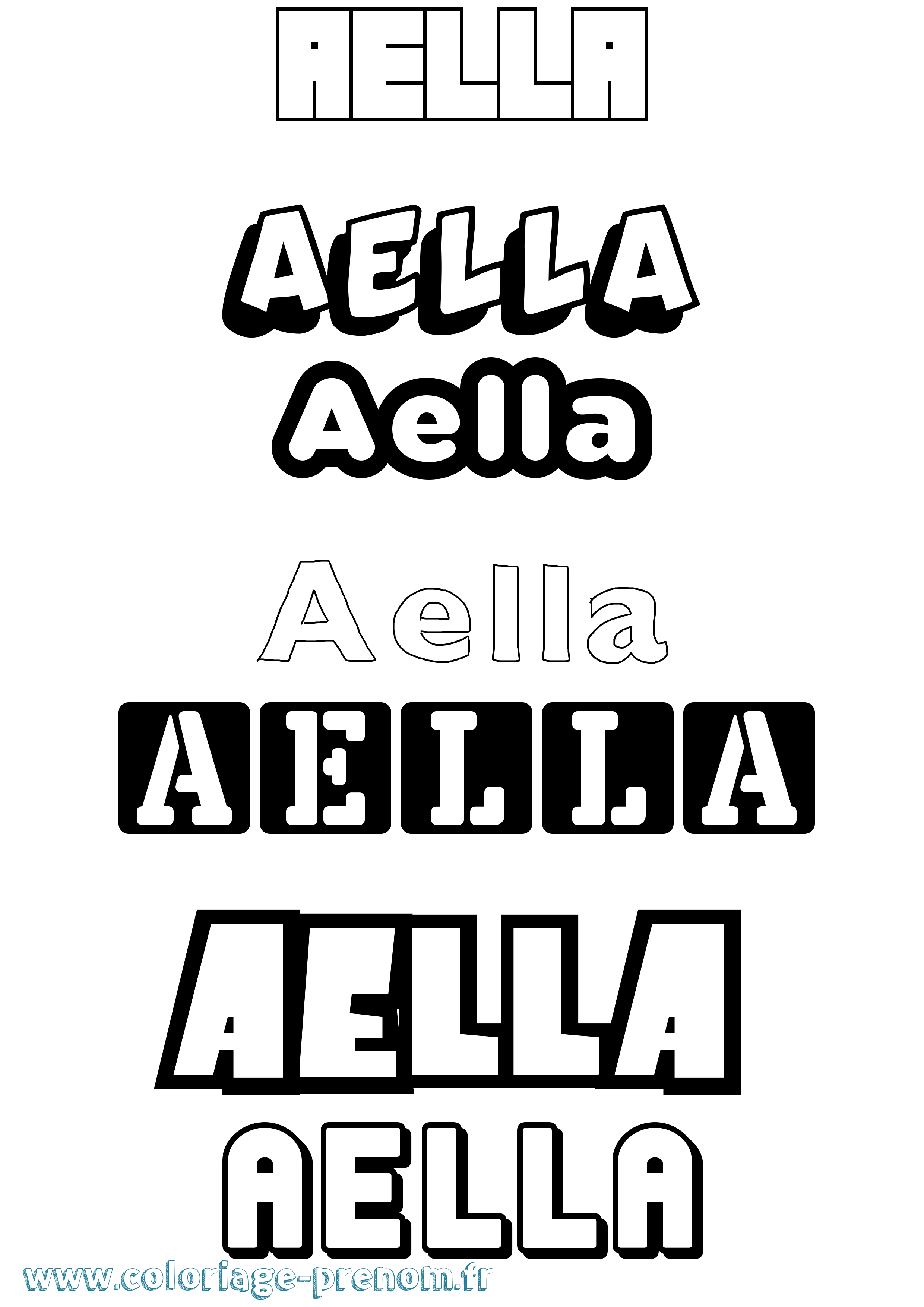 Coloriage prénom Aella Simple