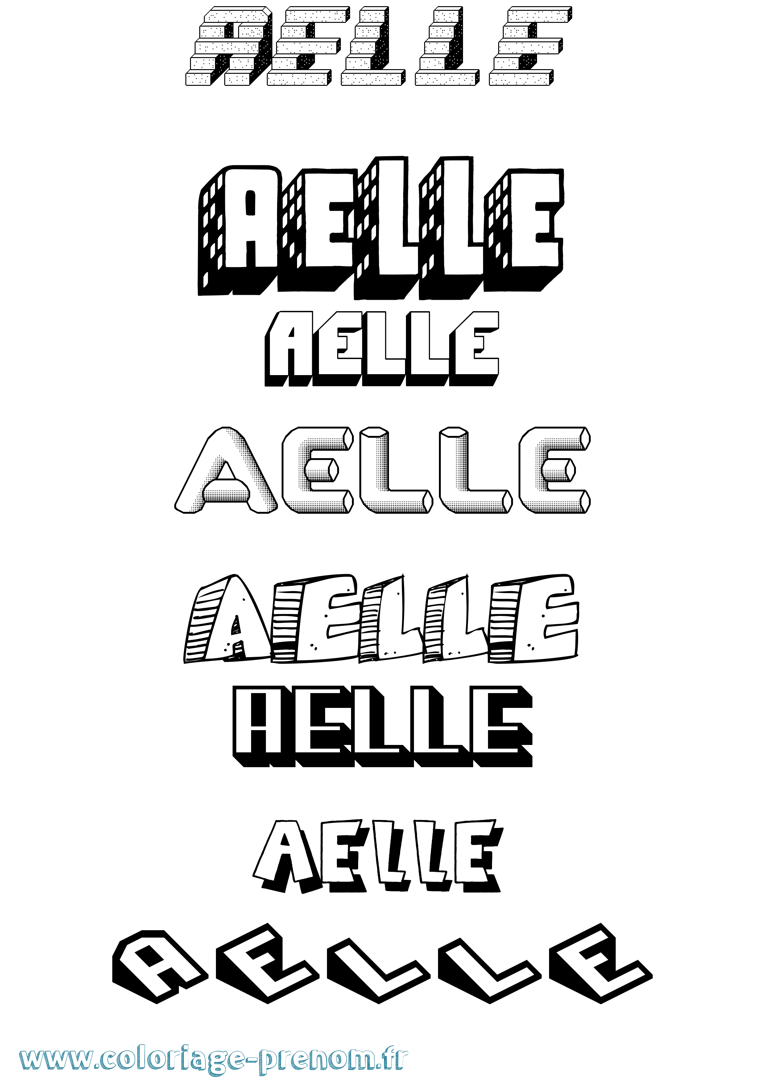 Coloriage Aelle Effet 3D Coloriage prénom Aelle Effet 3D