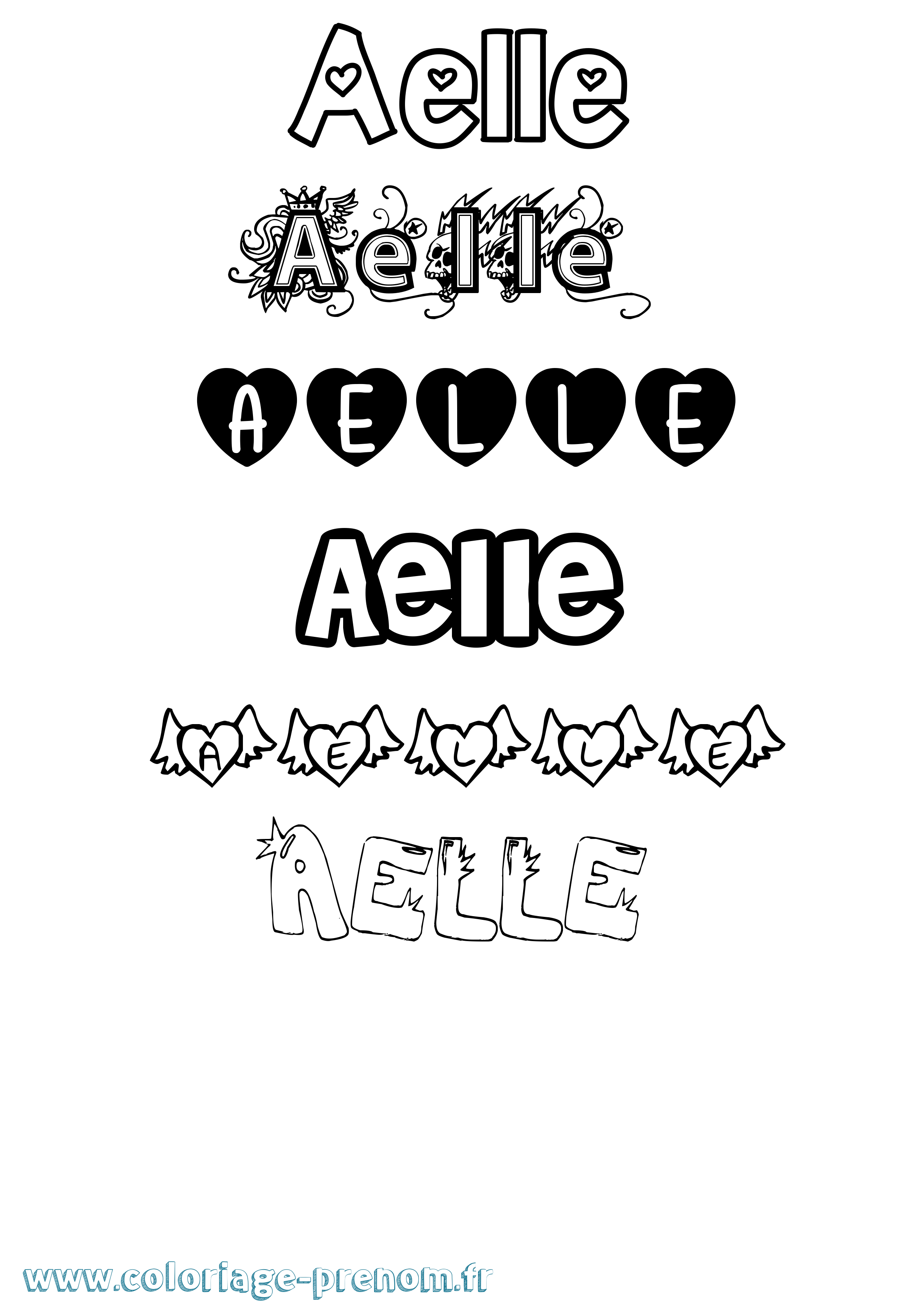 Coloriage Aelle Girly Coloriage prénom Aelle Girly