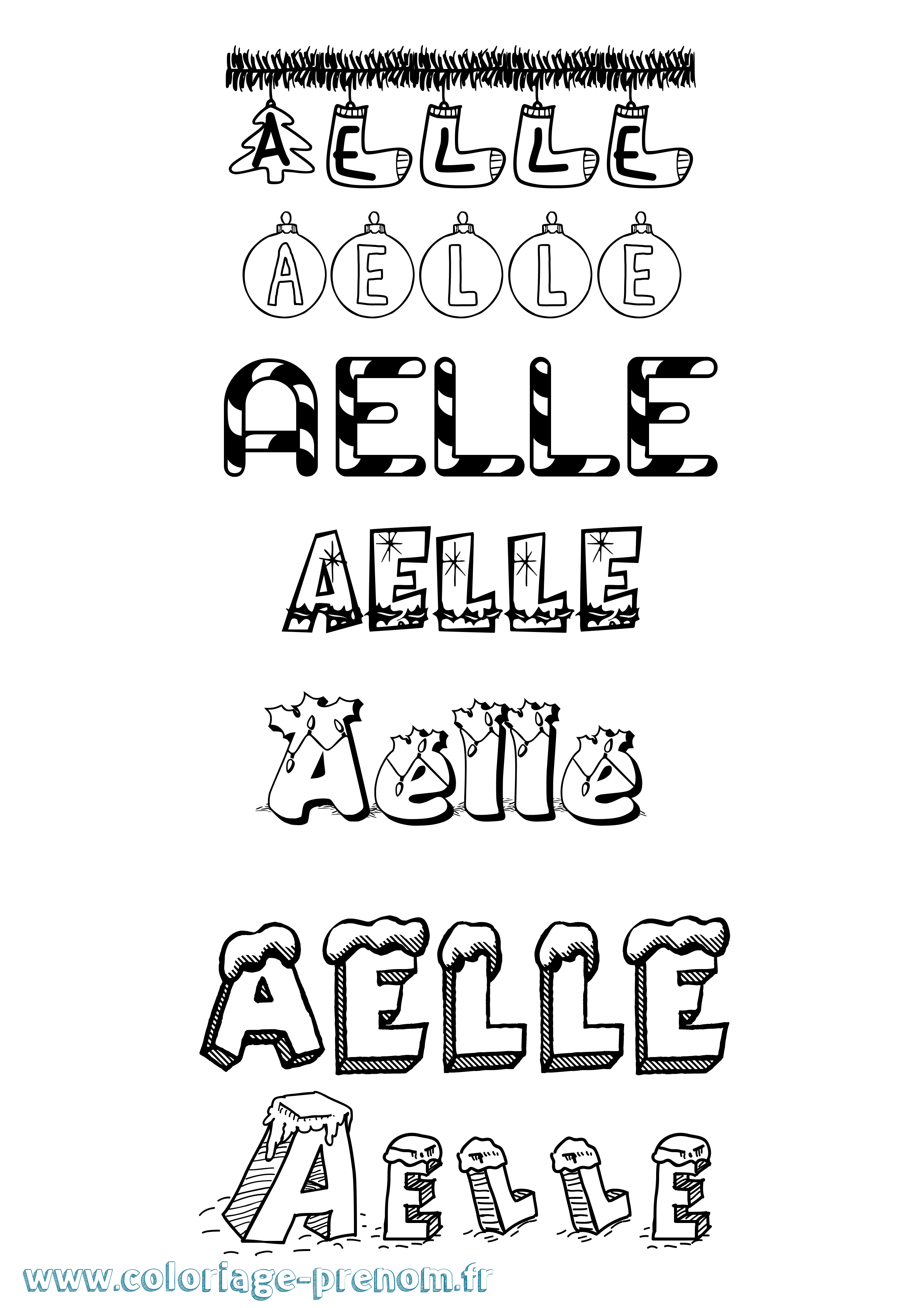 Coloriage Aelle Noël Coloriage prénom Aelle Noël