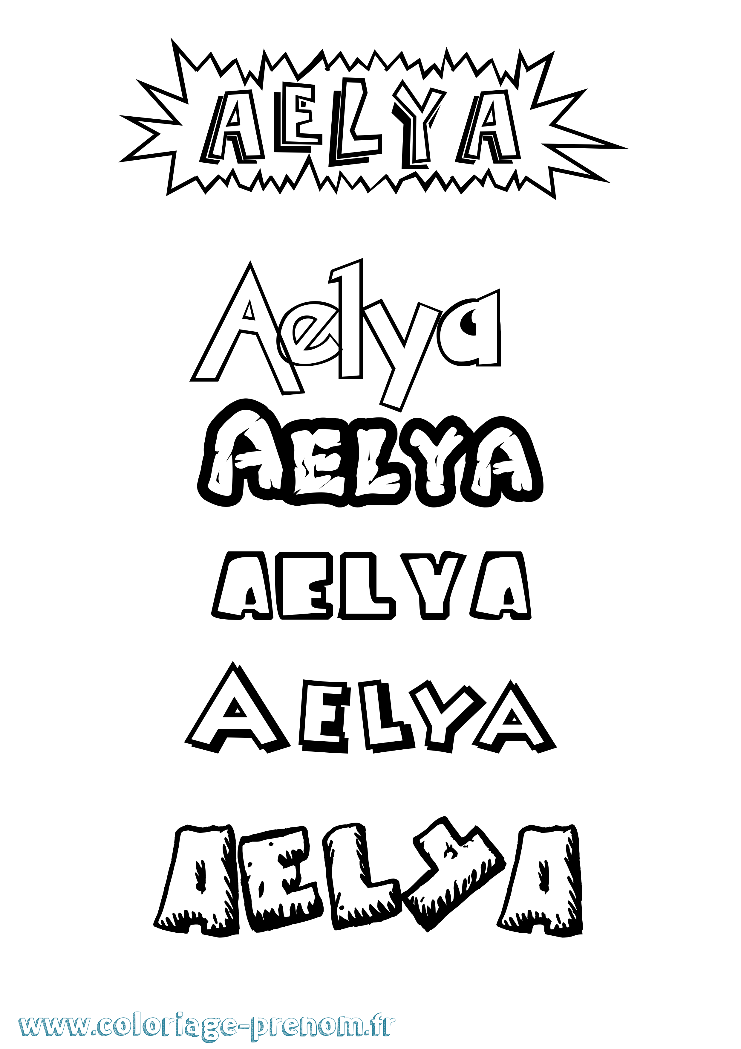 Coloriage prénom Aelya Dessin Animé
