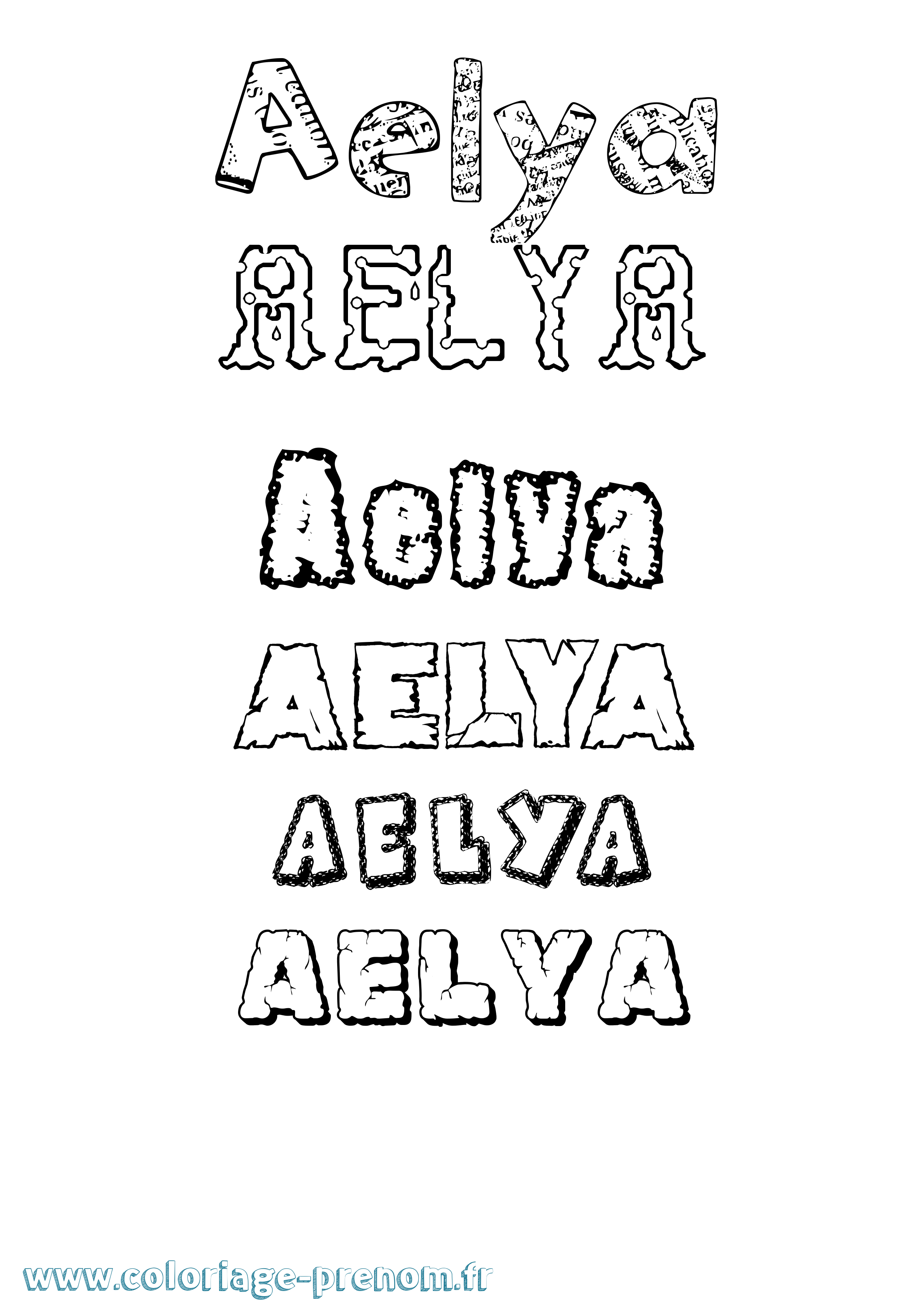 Coloriage prénom Aelya Destructuré