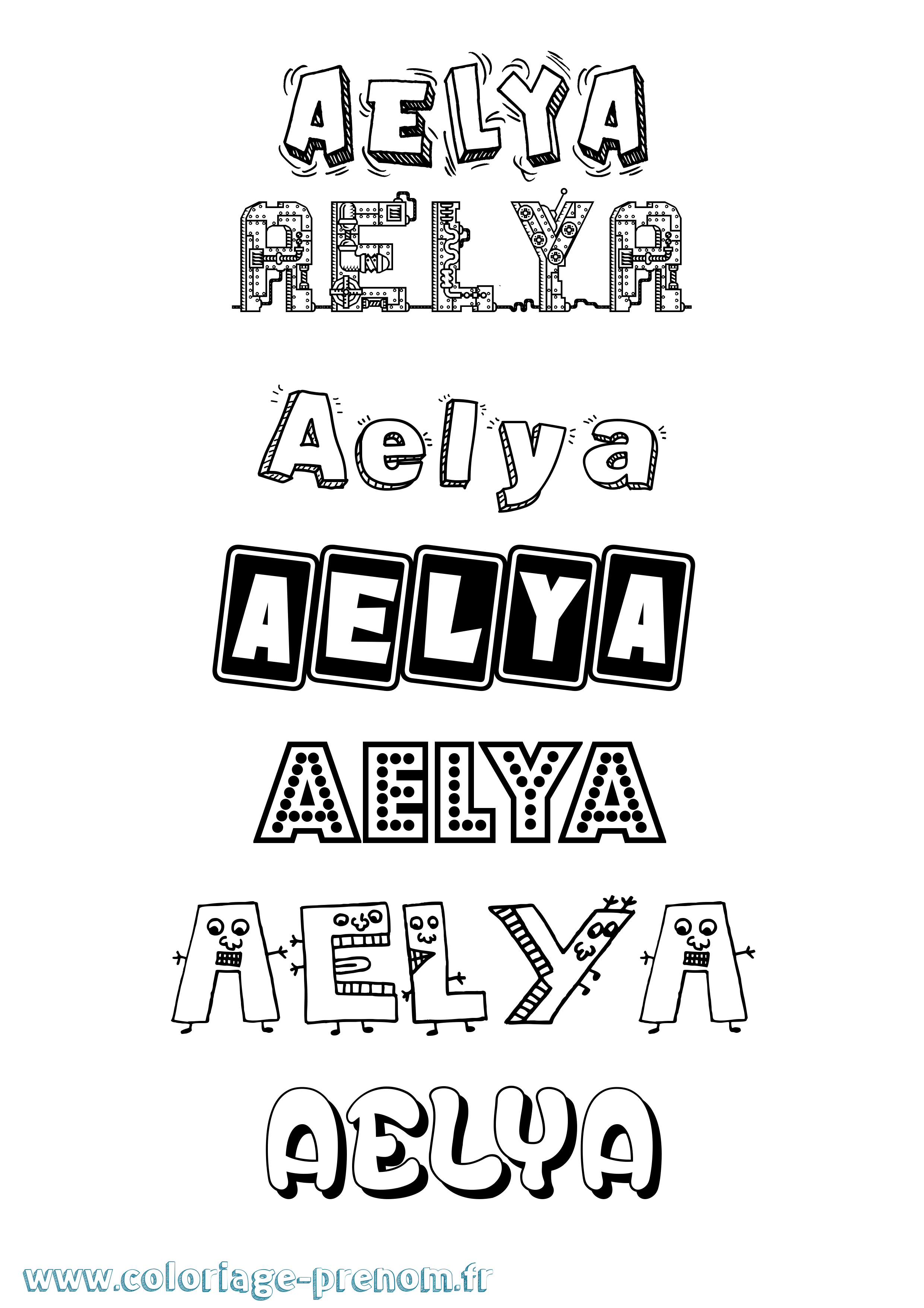 Coloriage prénom Aelya Fun