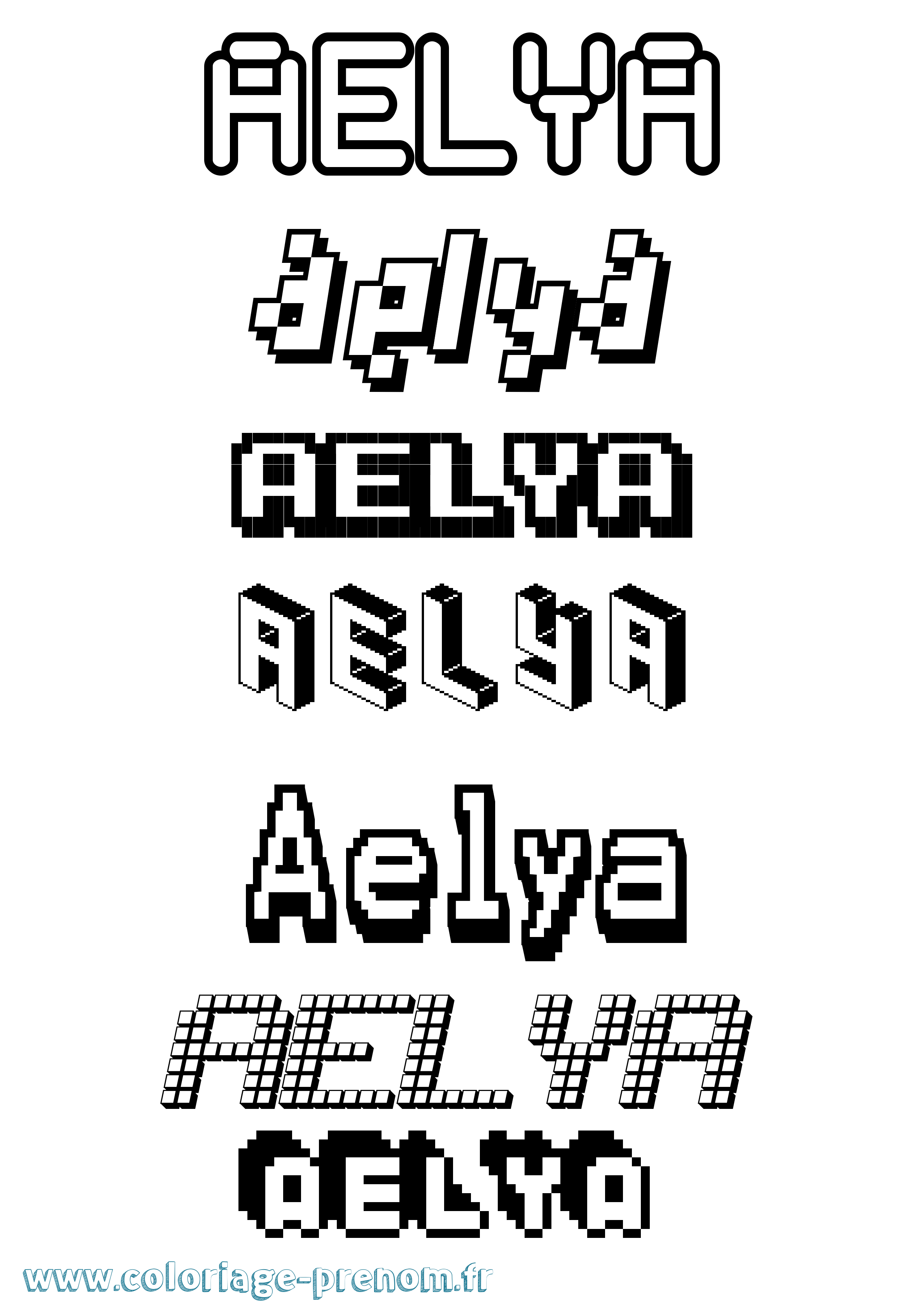 Coloriage prénom Aelya Pixel