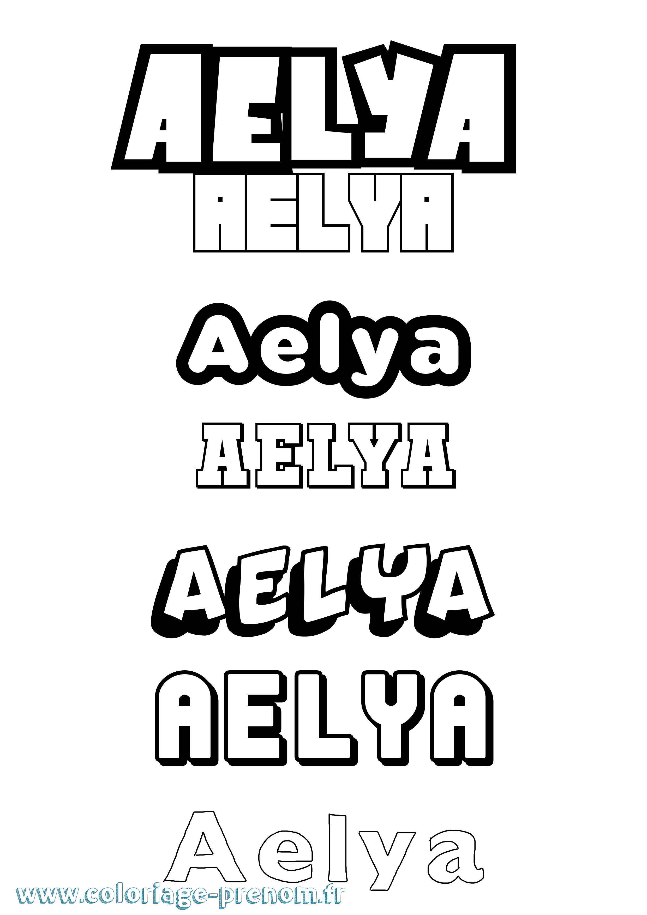 Coloriage prénom Aelya Simple