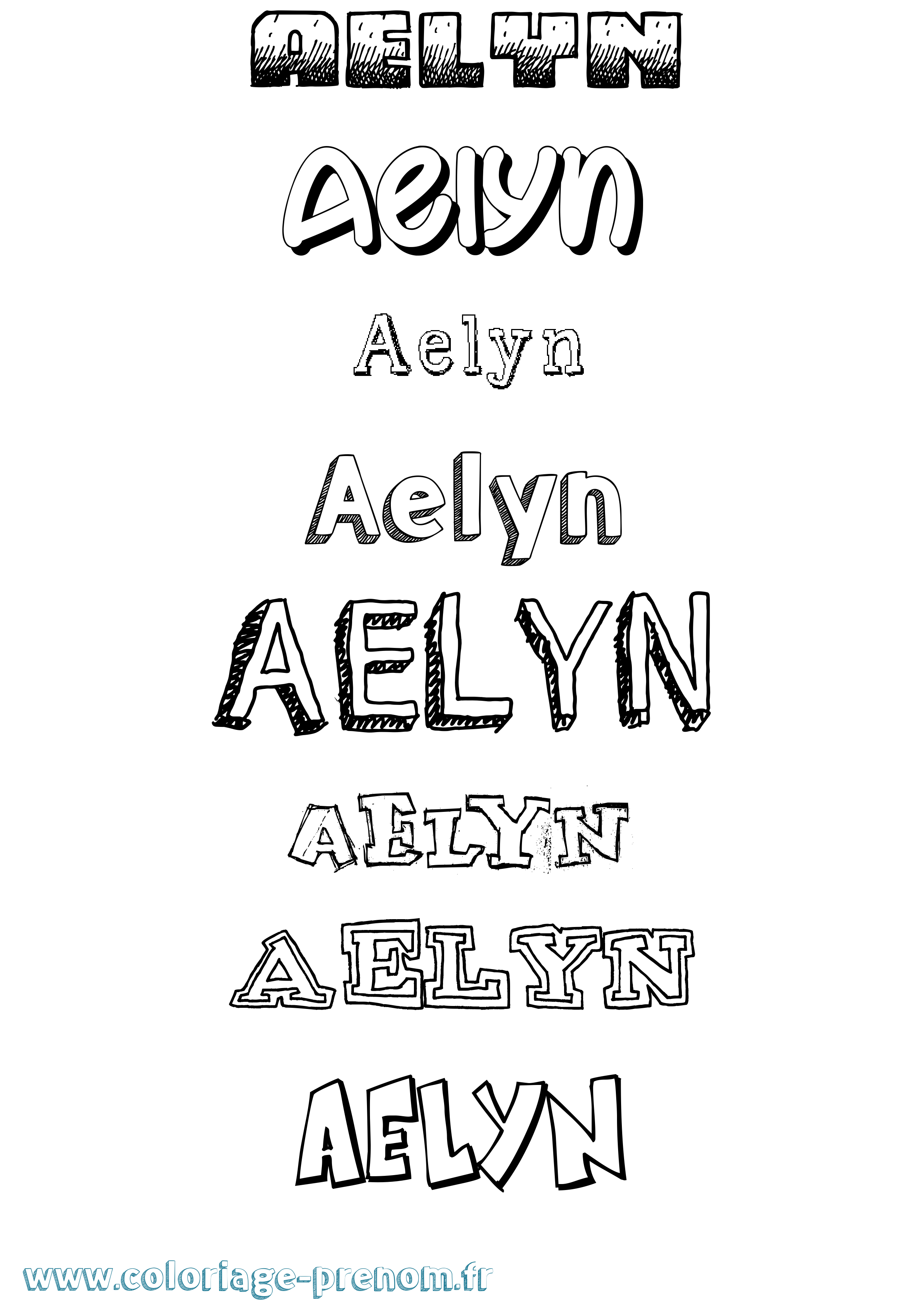Coloriage prénom Aelyn Dessiné