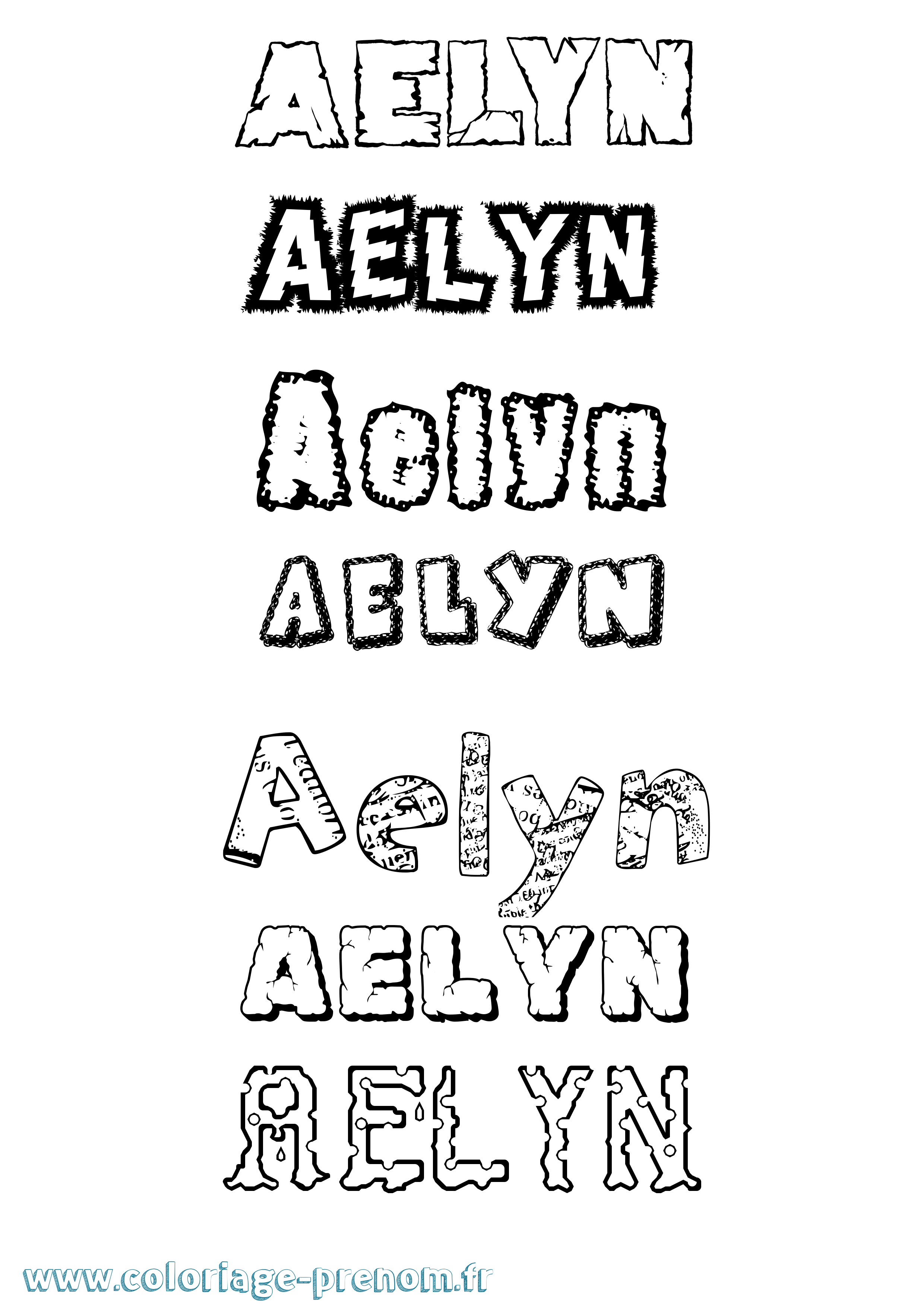 Coloriage prénom Aelyn Destructuré