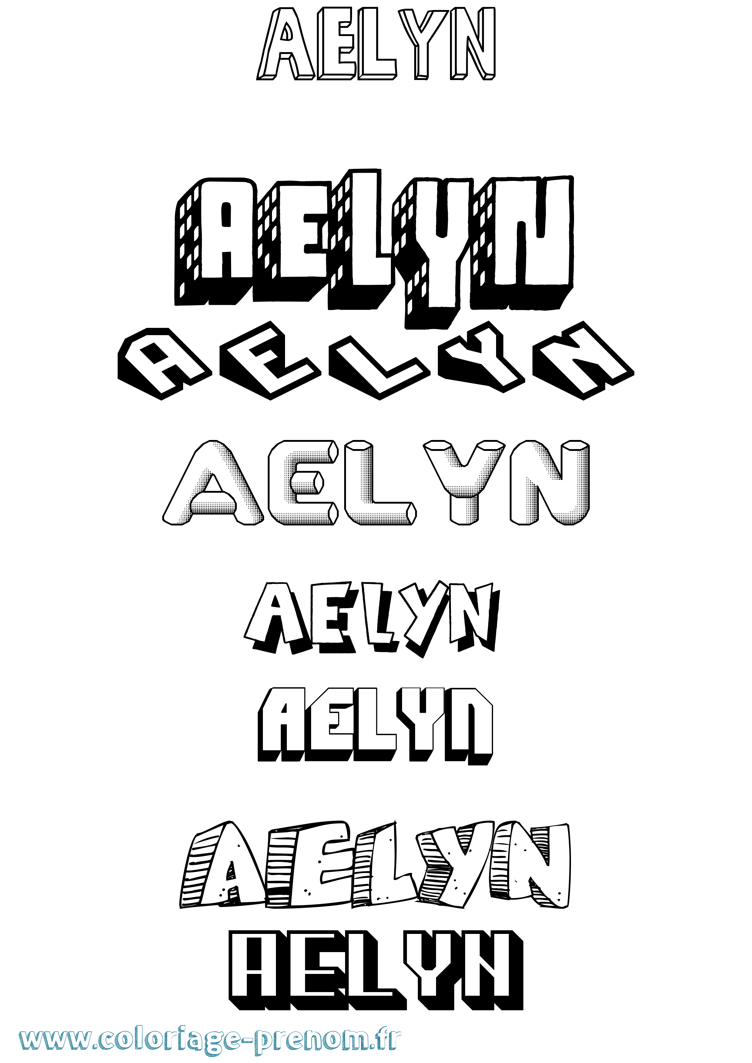 Coloriage prénom Aelyn Effet 3D