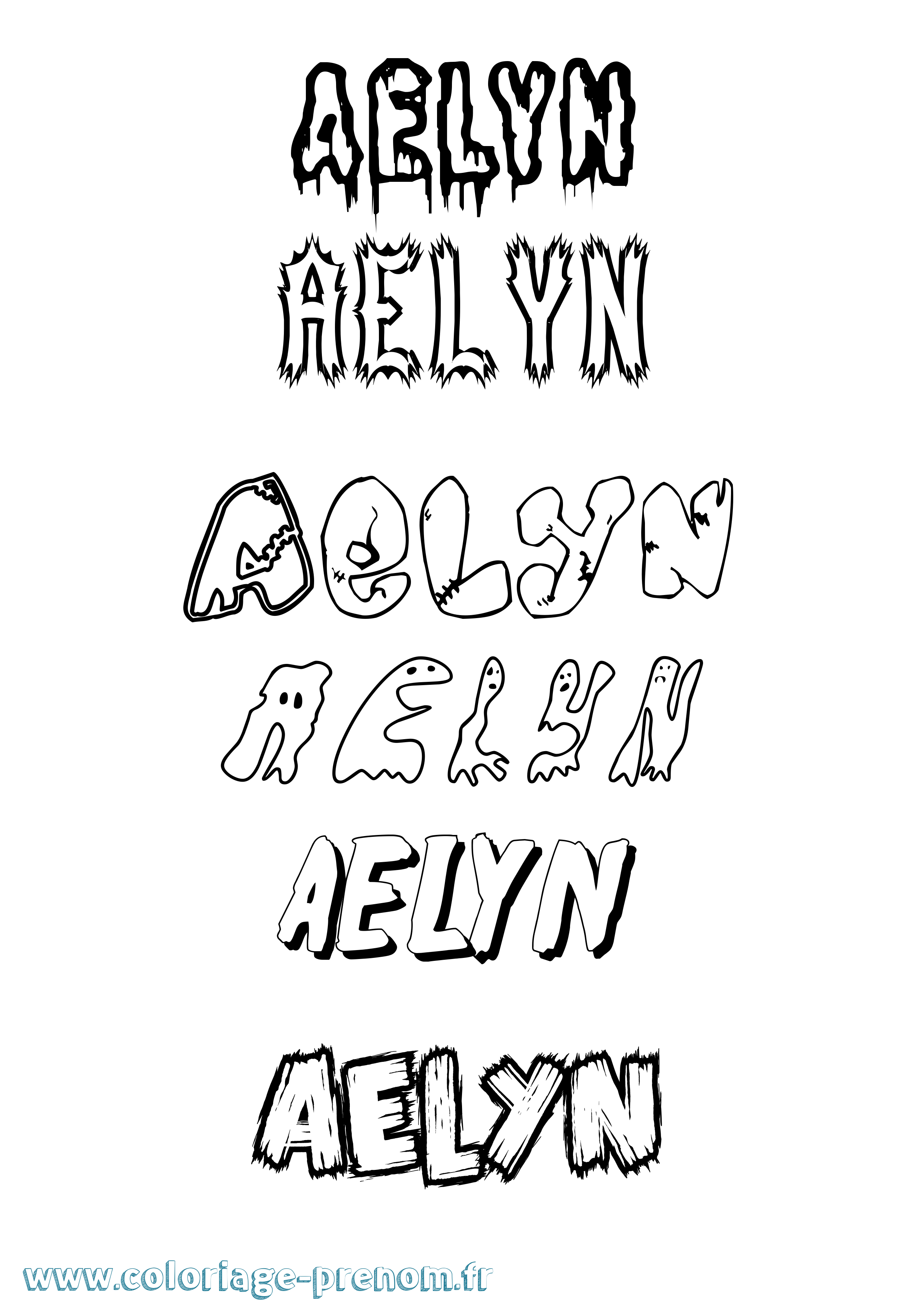 Coloriage prénom Aelyn Frisson