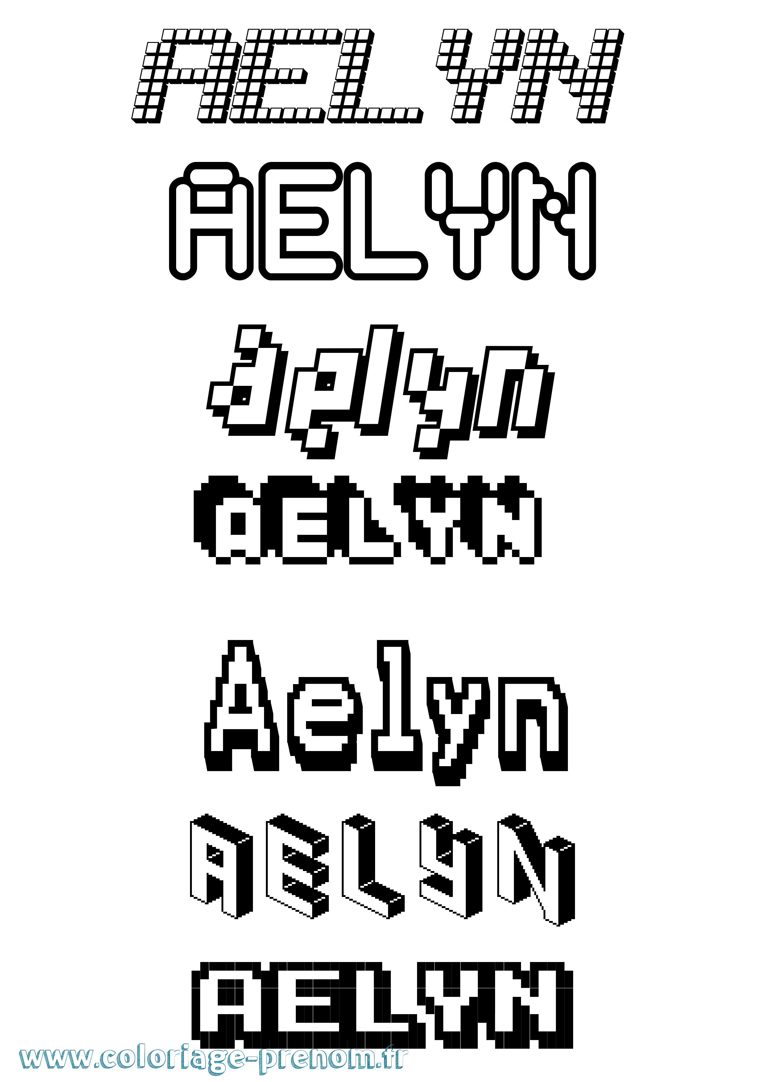 Coloriage prénom Aelyn Pixel