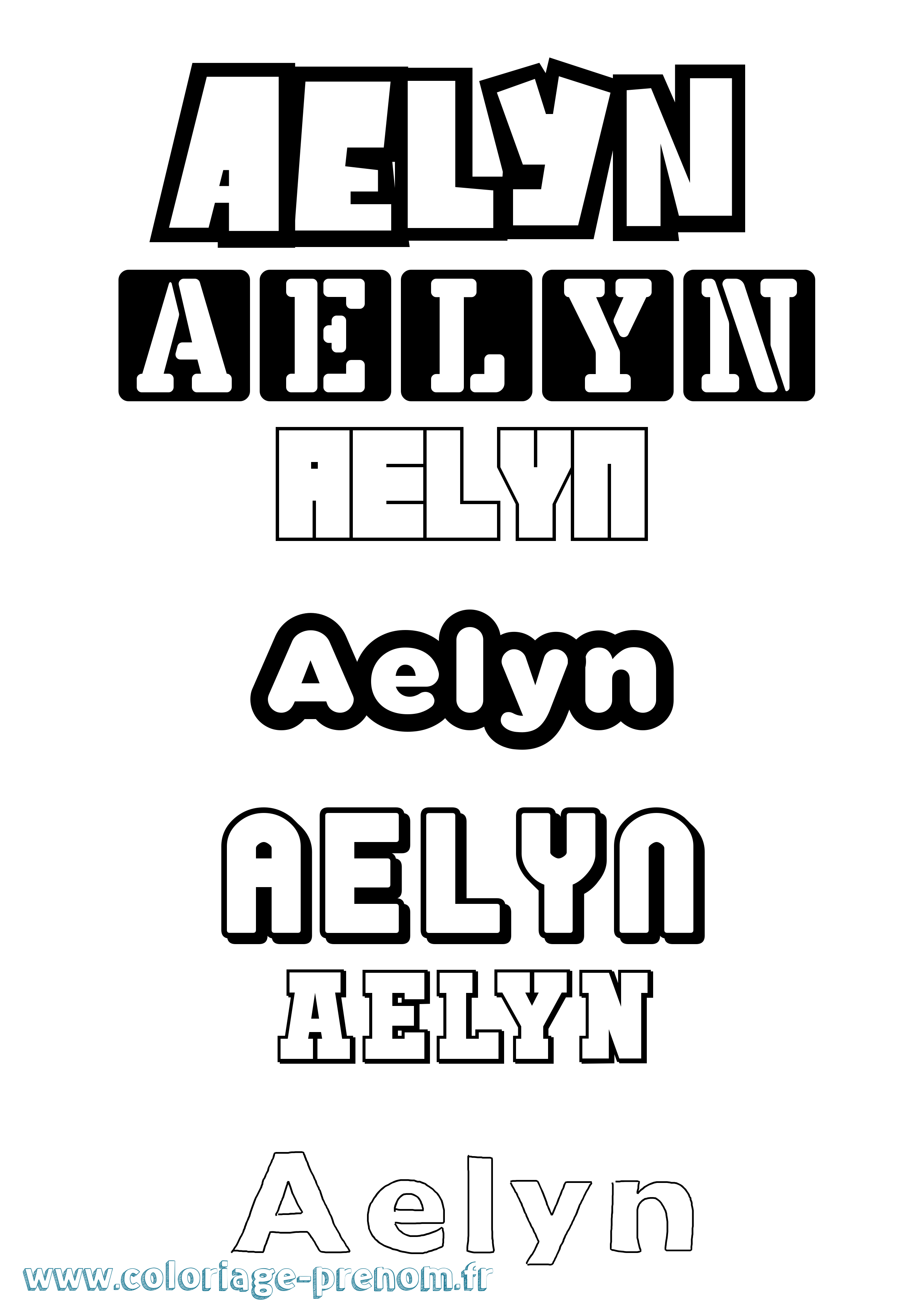 Coloriage prénom Aelyn Simple