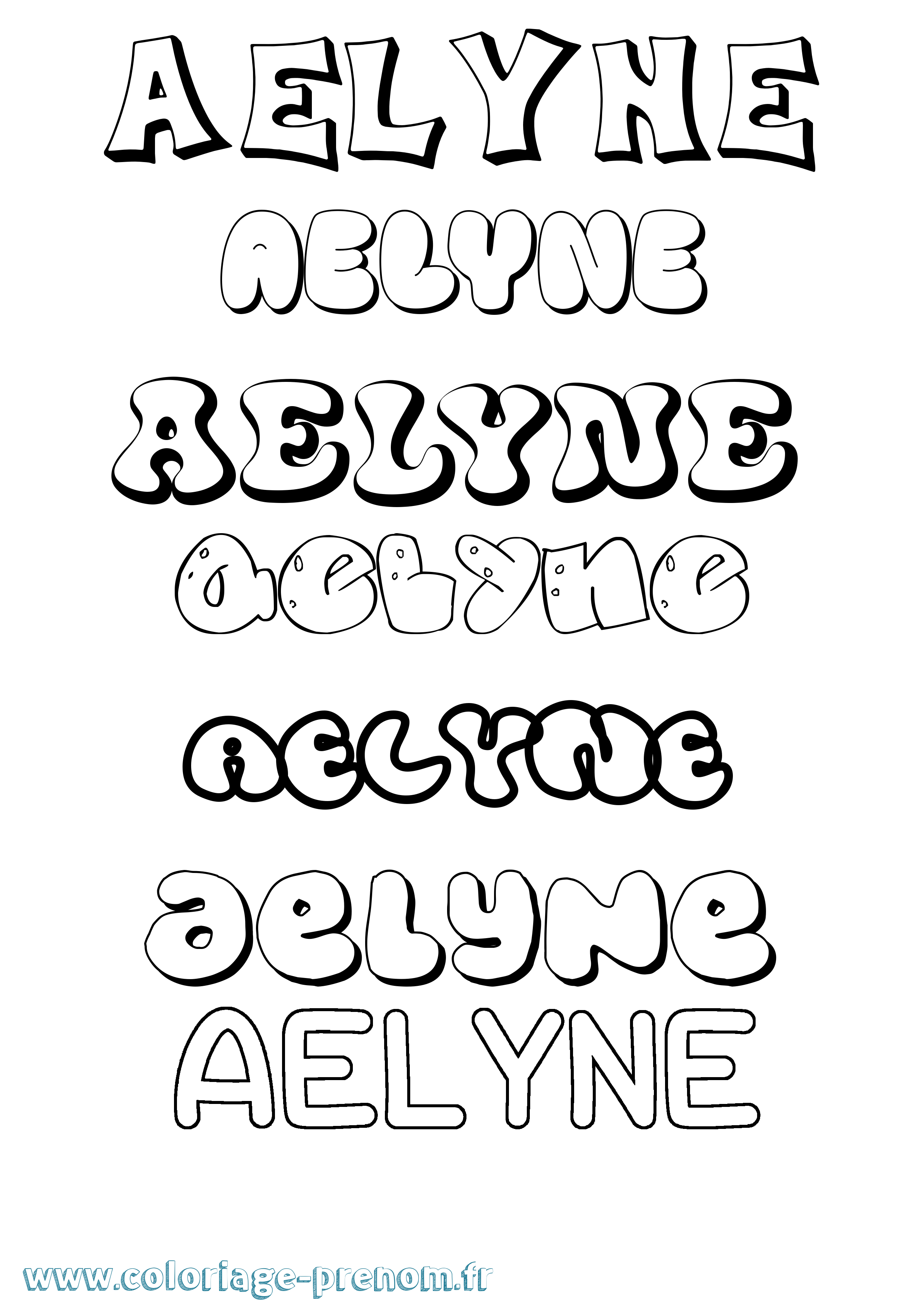Coloriage prénom Aelyne Bubble
