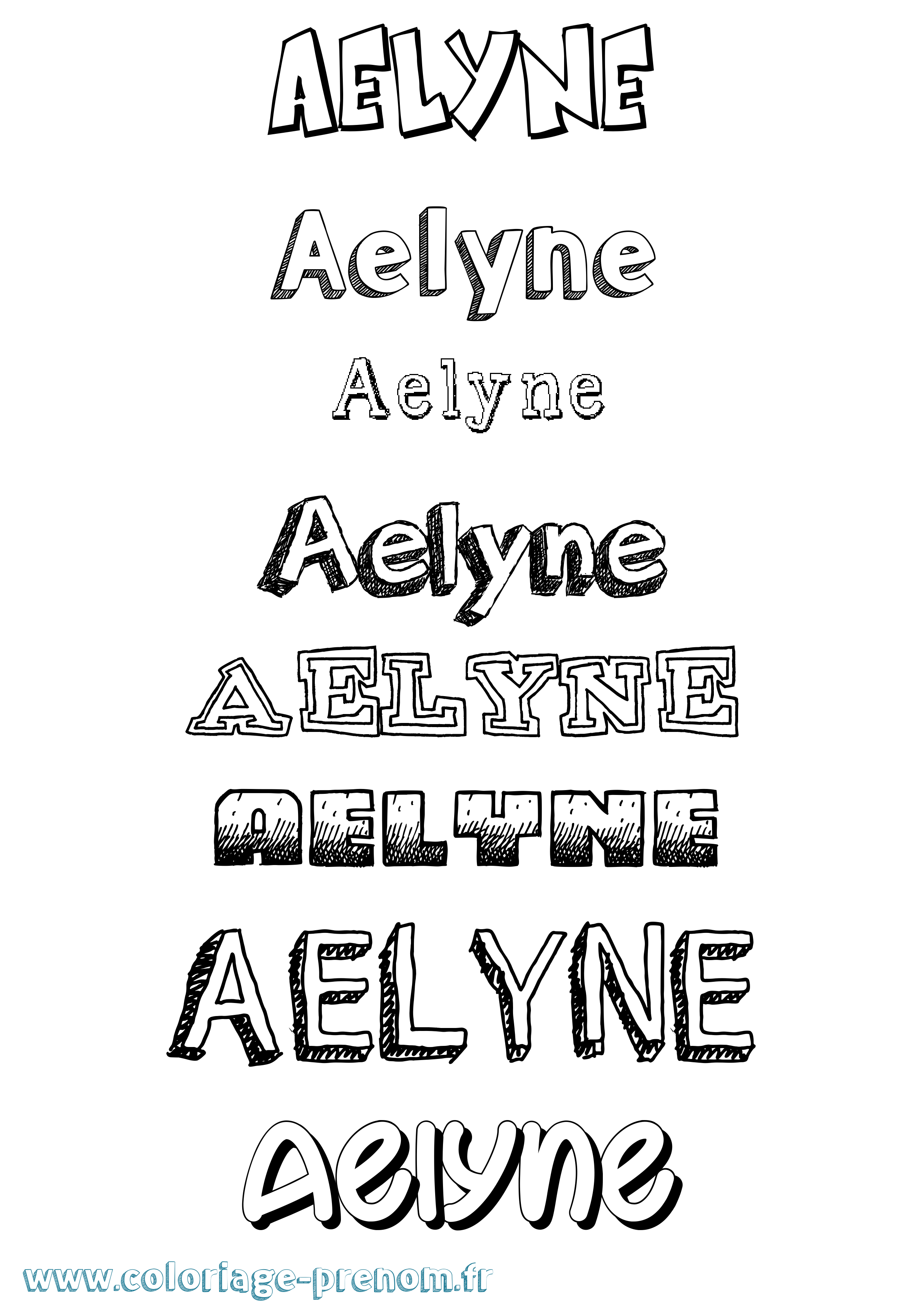 Coloriage prénom Aelyne Dessiné
