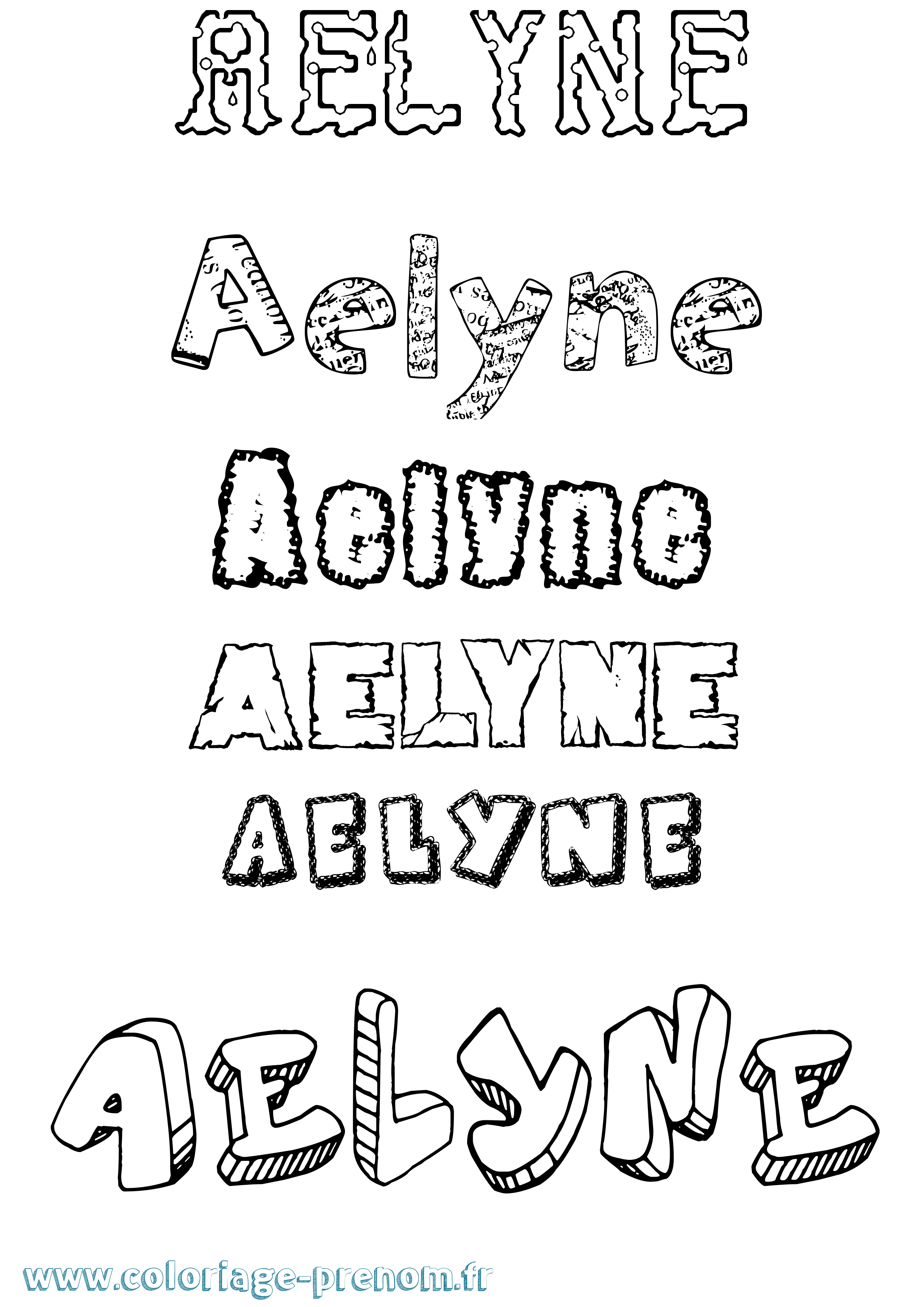 Coloriage prénom Aelyne Destructuré