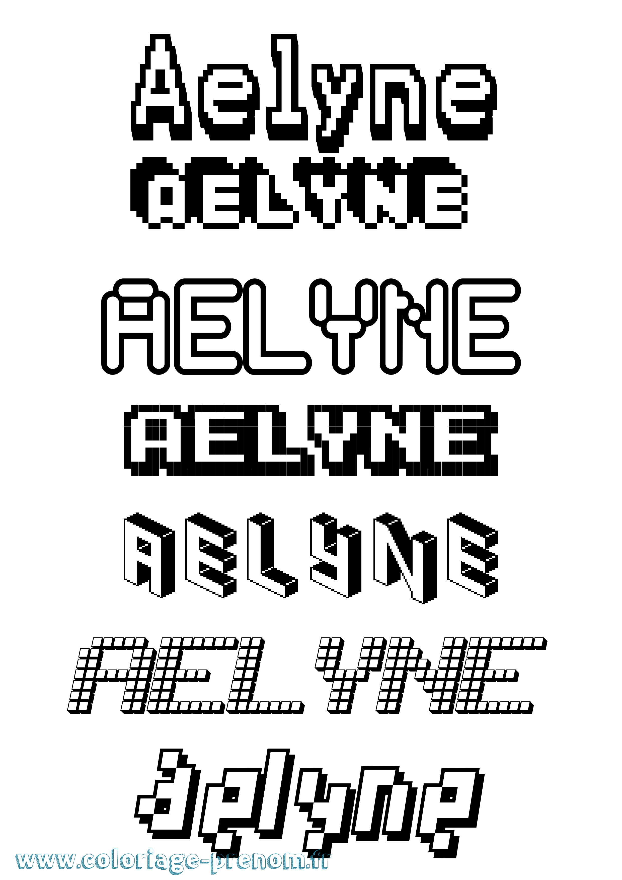Coloriage prénom Aelyne Pixel