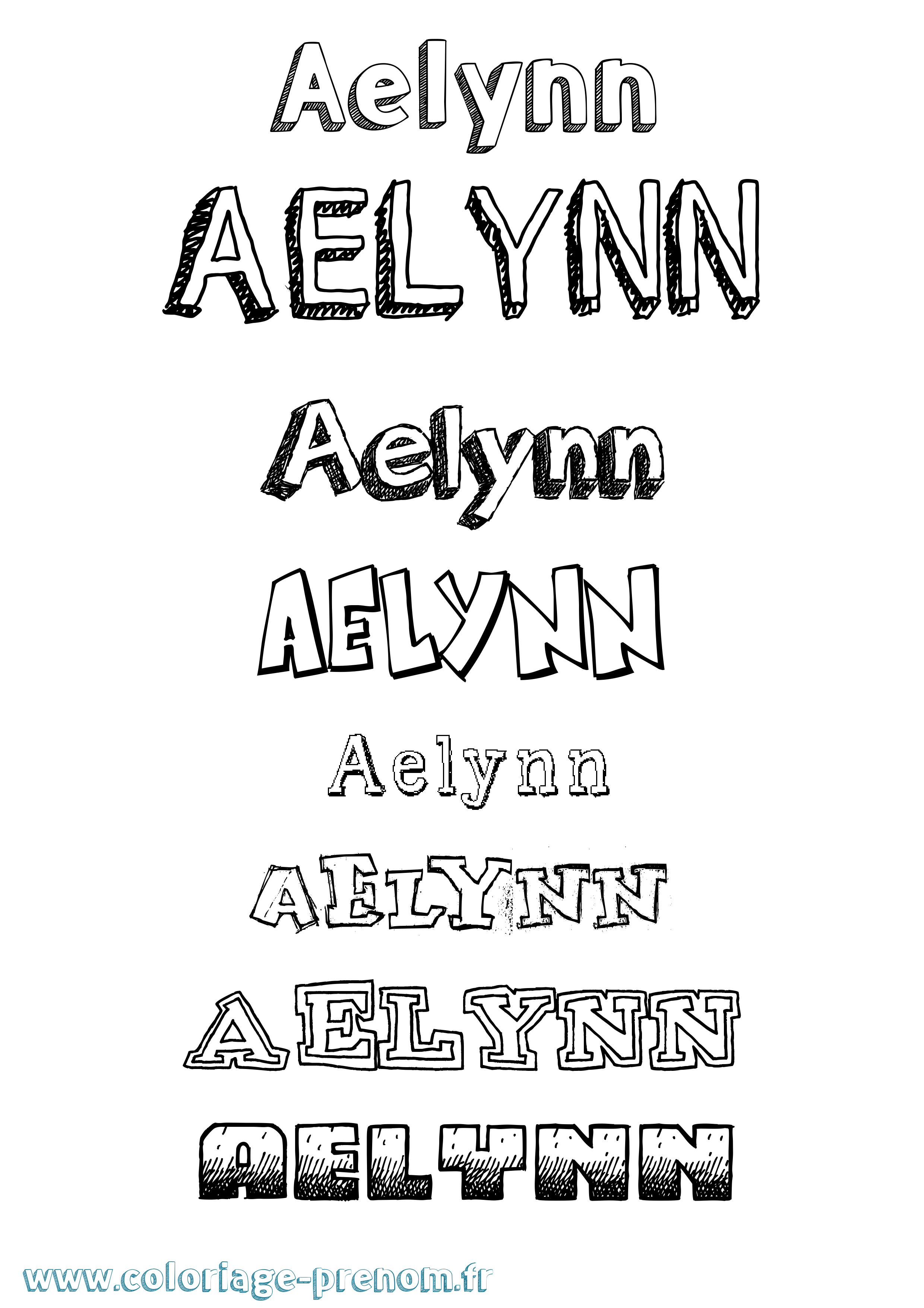 Coloriage prénom Aelynn Dessiné