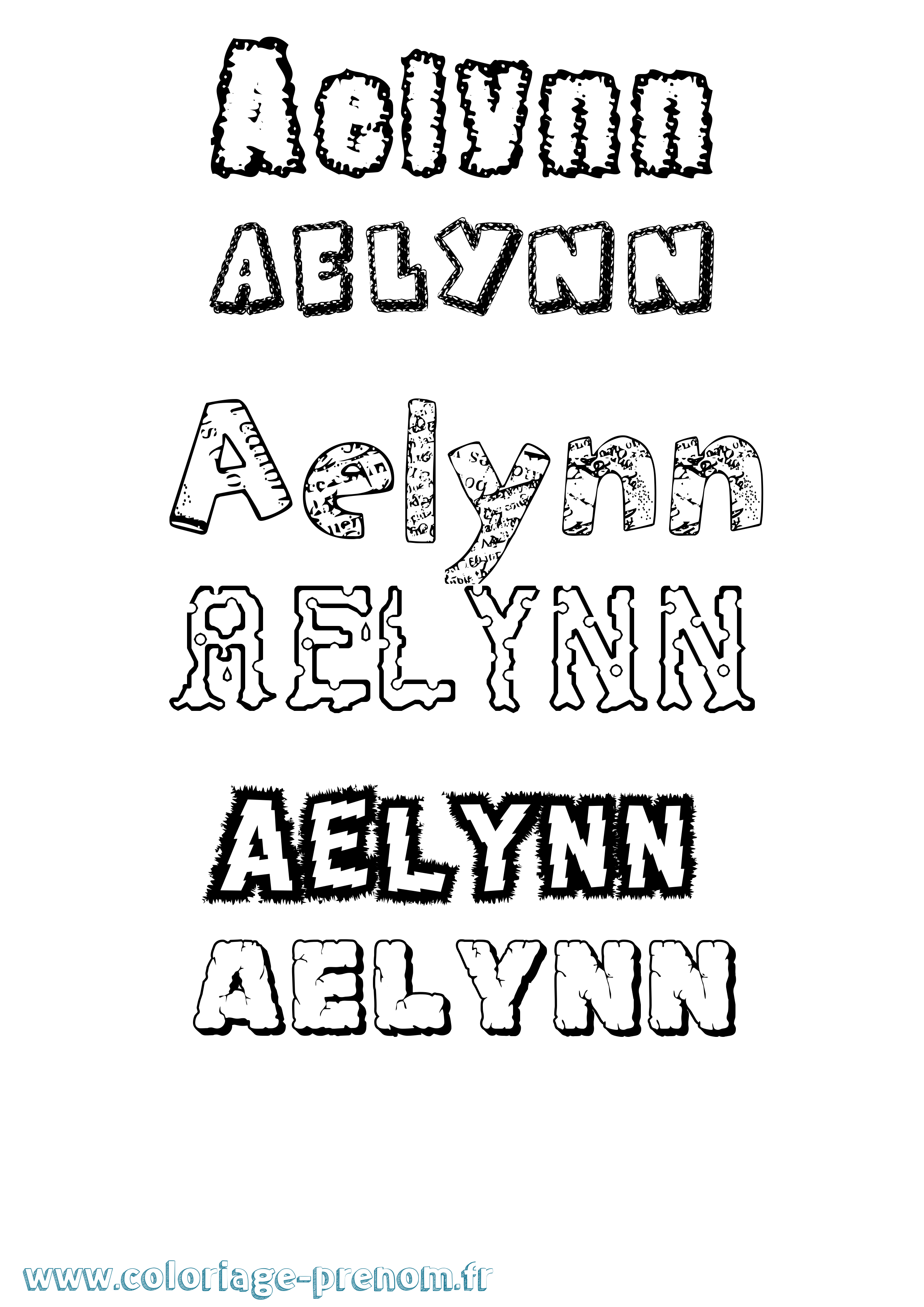 Coloriage prénom Aelynn Destructuré