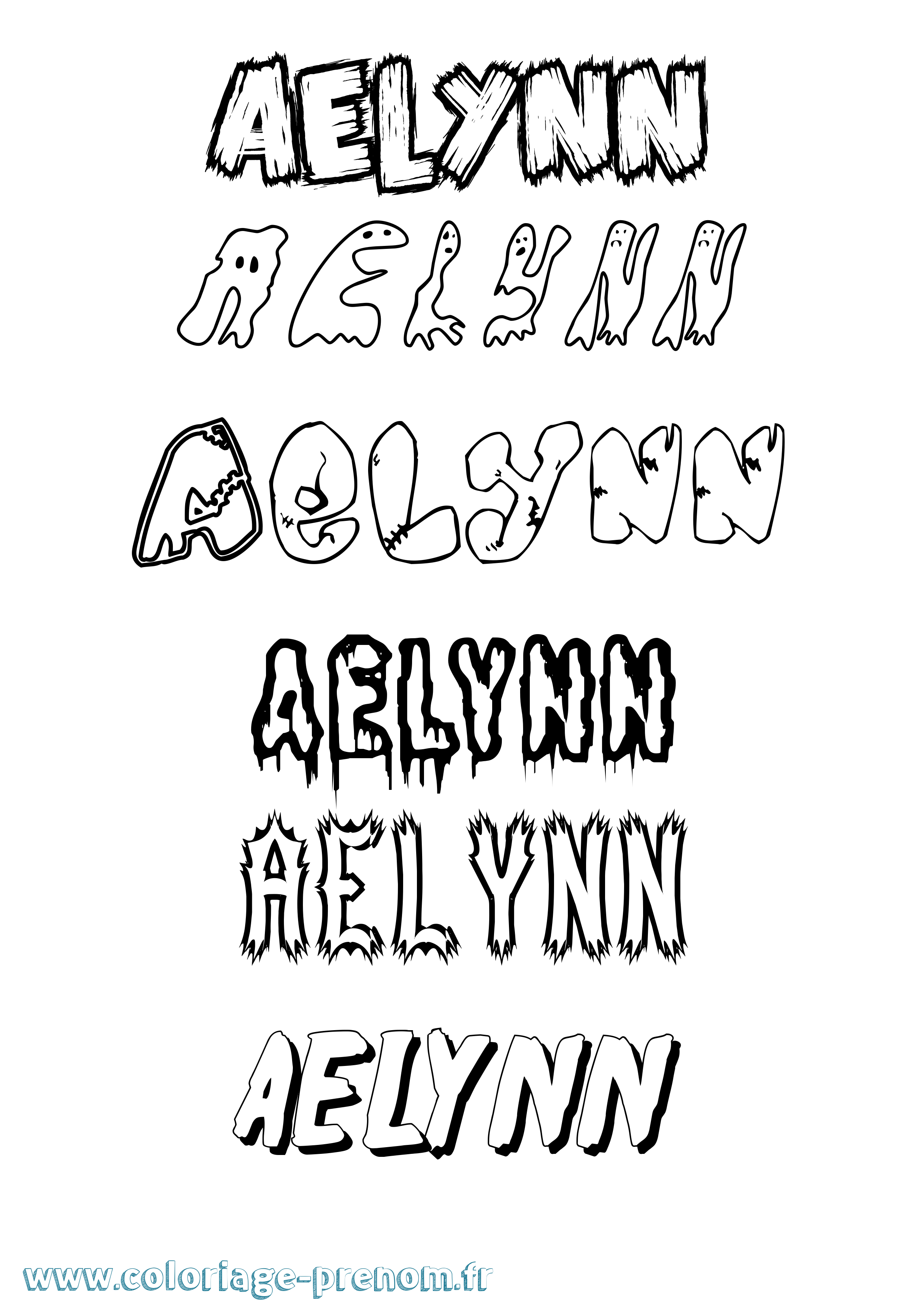 Coloriage prénom Aelynn Frisson
