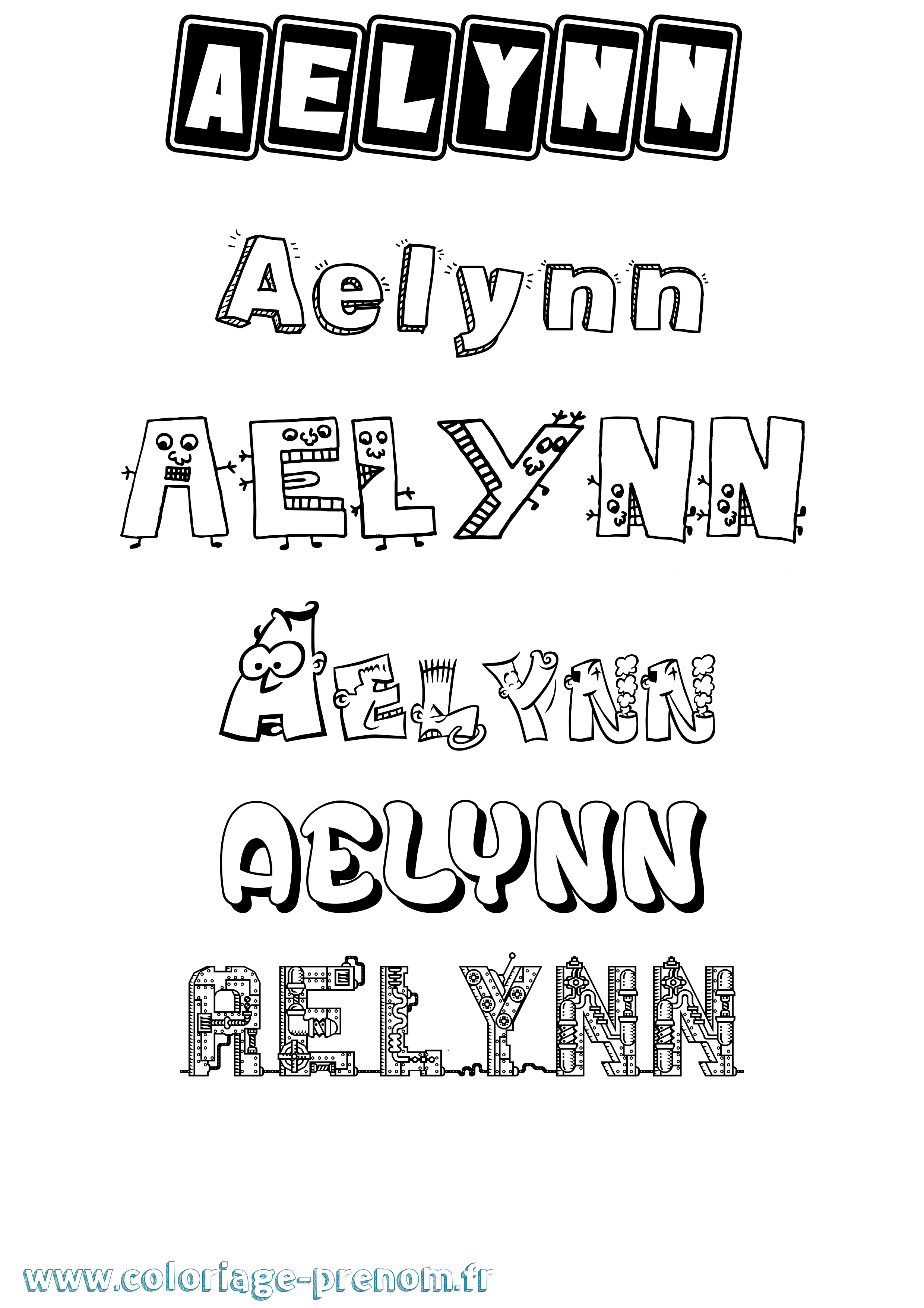 Coloriage prénom Aelynn Fun