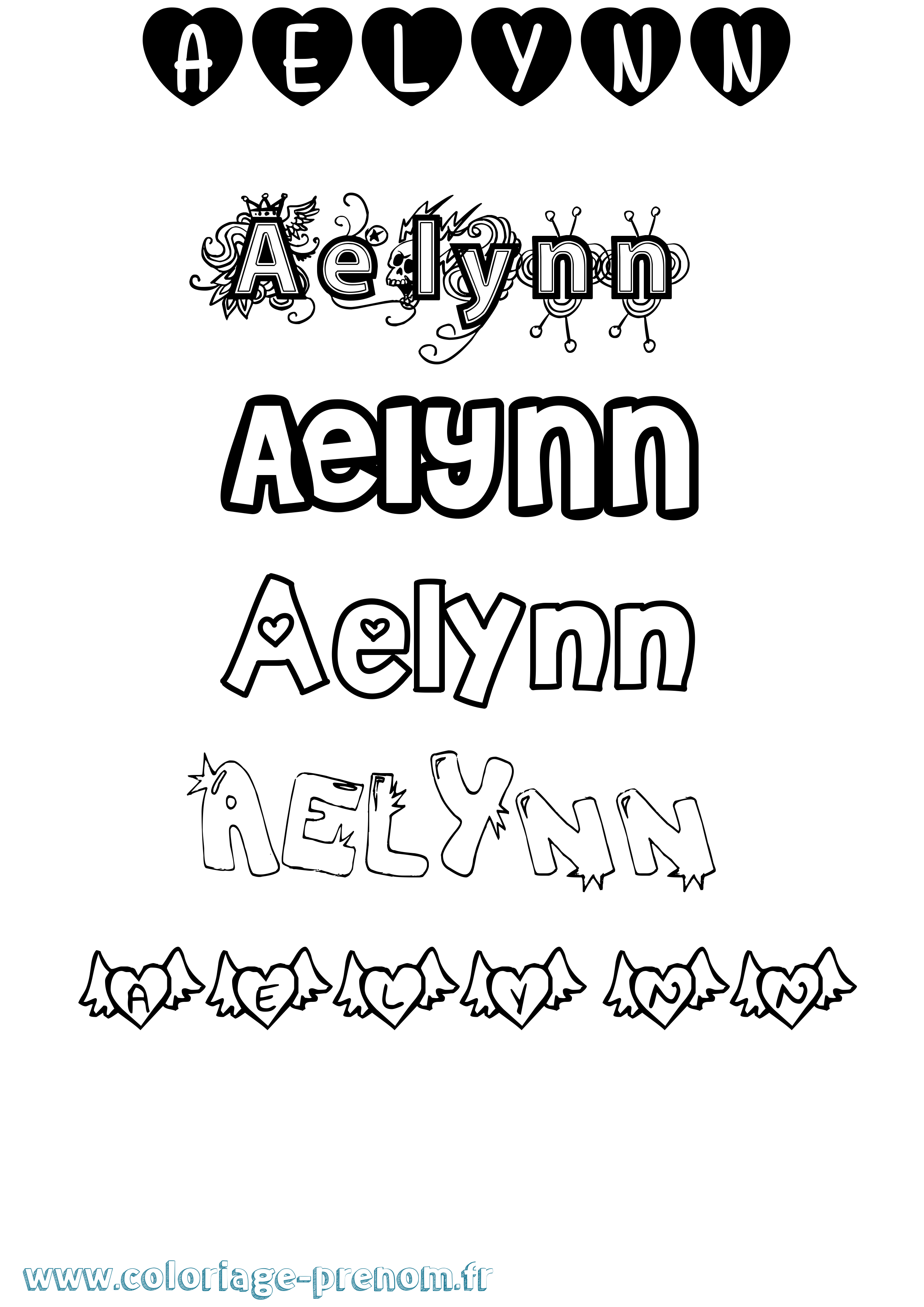 Coloriage prénom Aelynn Girly