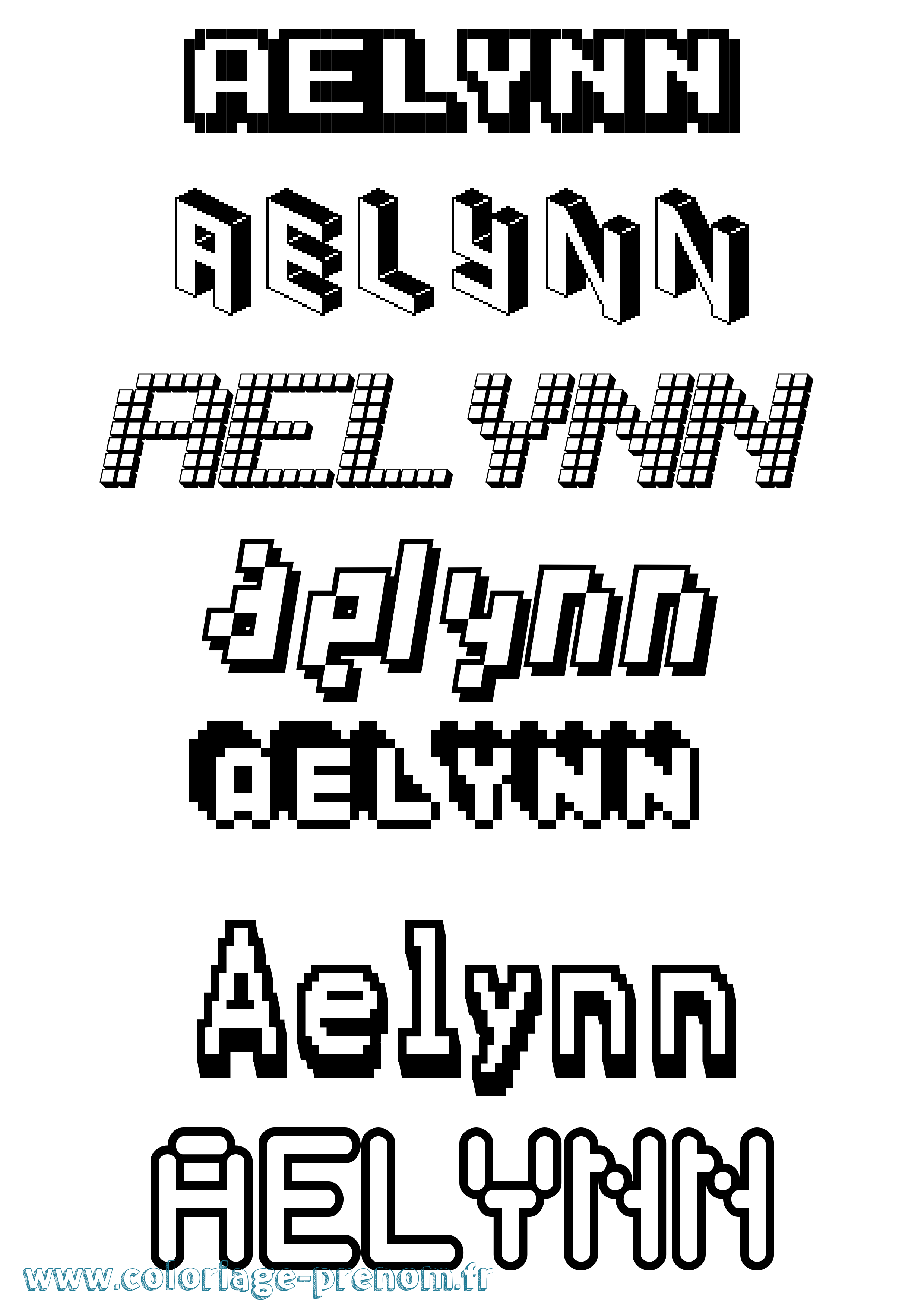 Coloriage prénom Aelynn Pixel