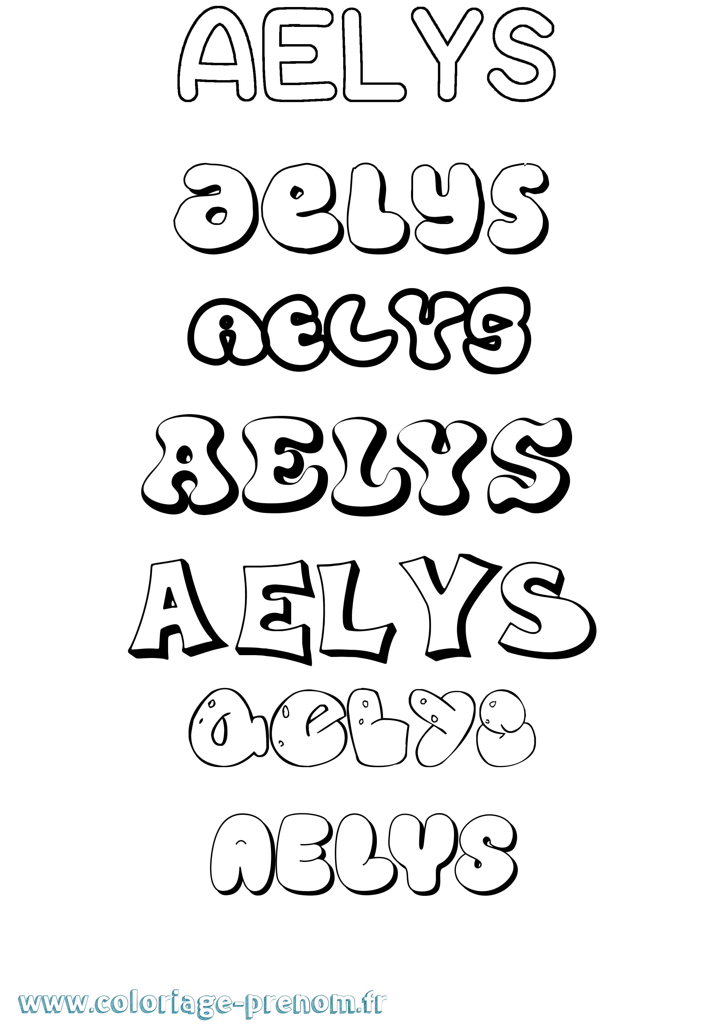 Coloriage prénom Aelys Bubble