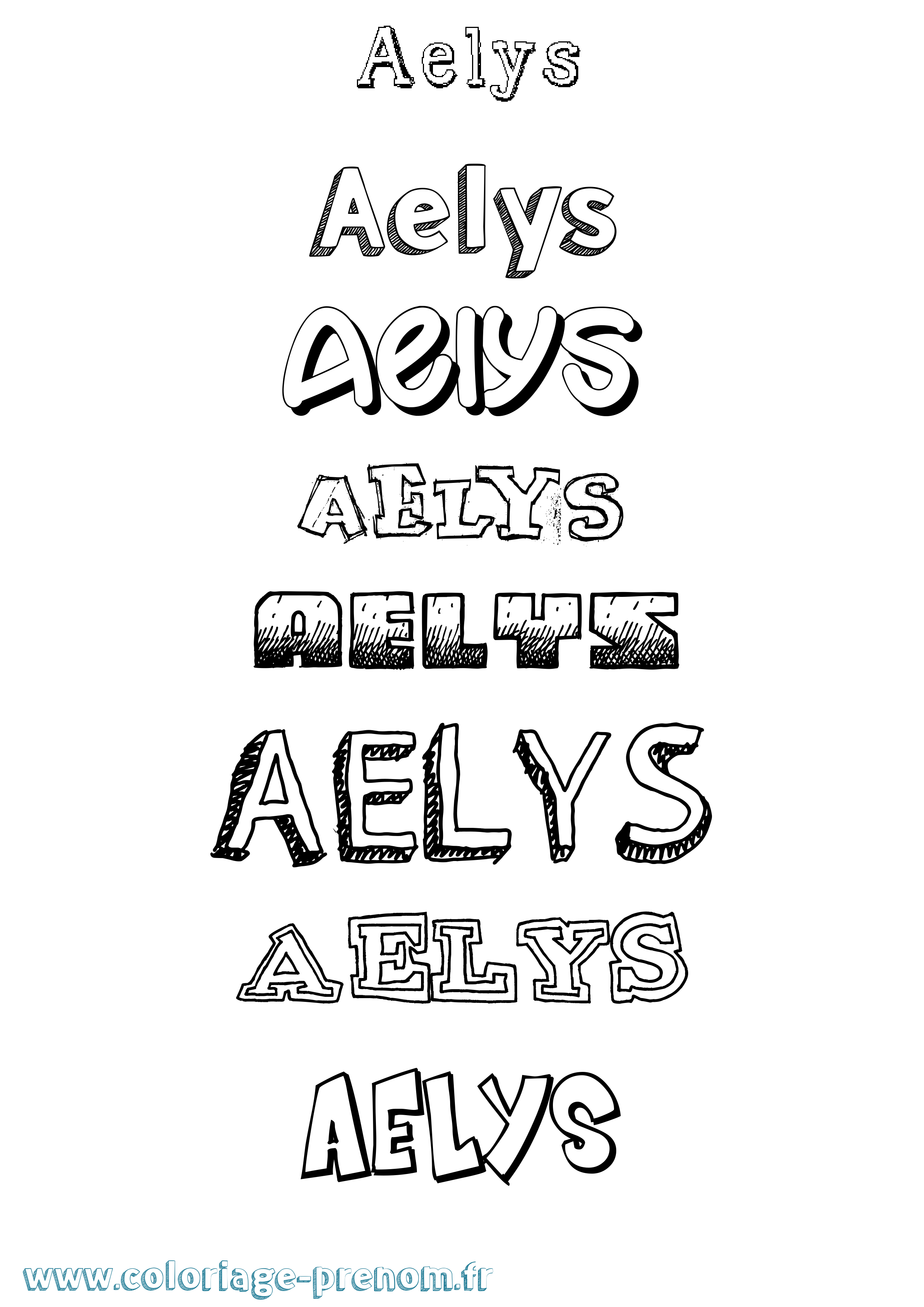 Coloriage prénom Aelys Dessiné