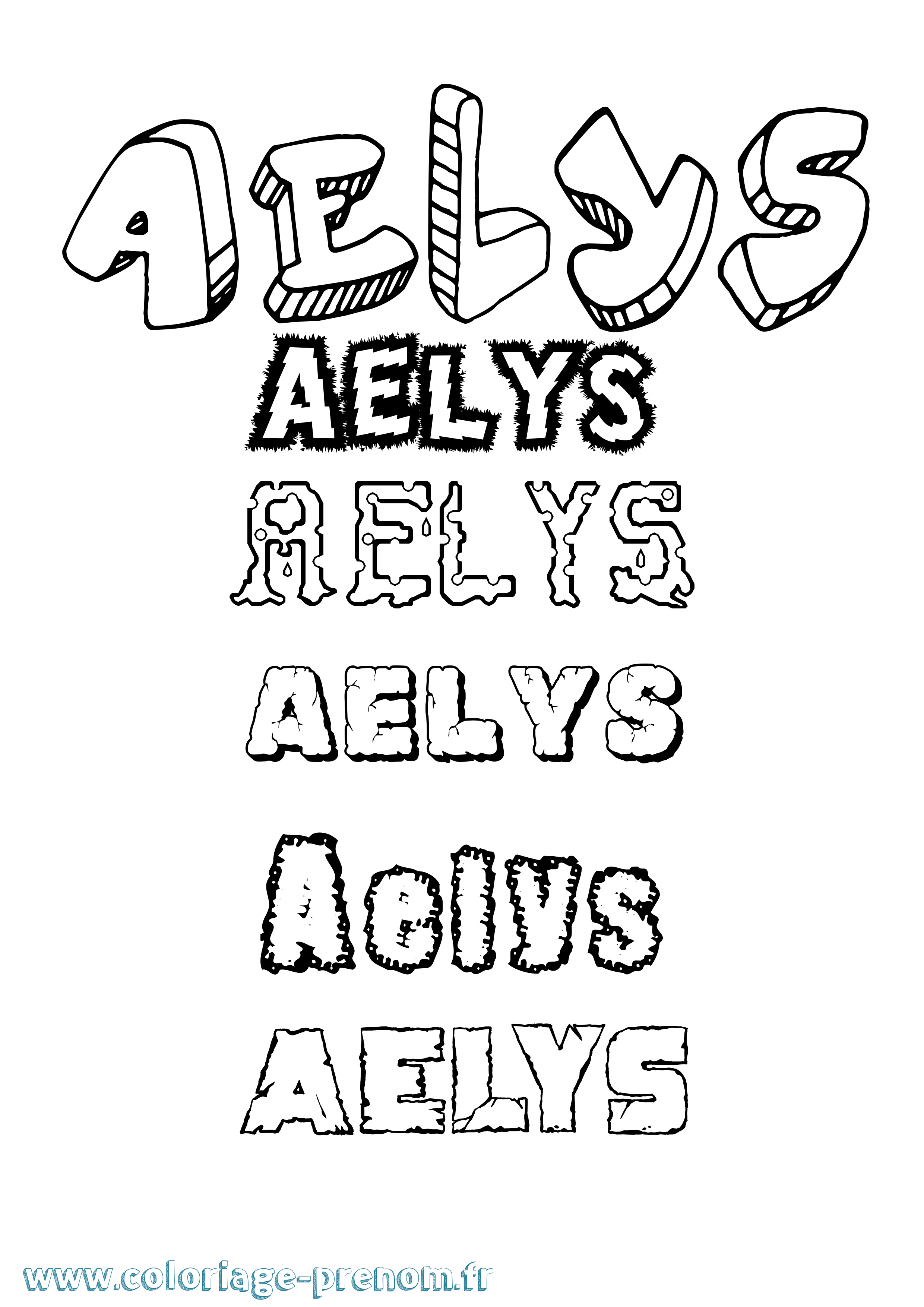 Coloriage prénom Aelys Destructuré