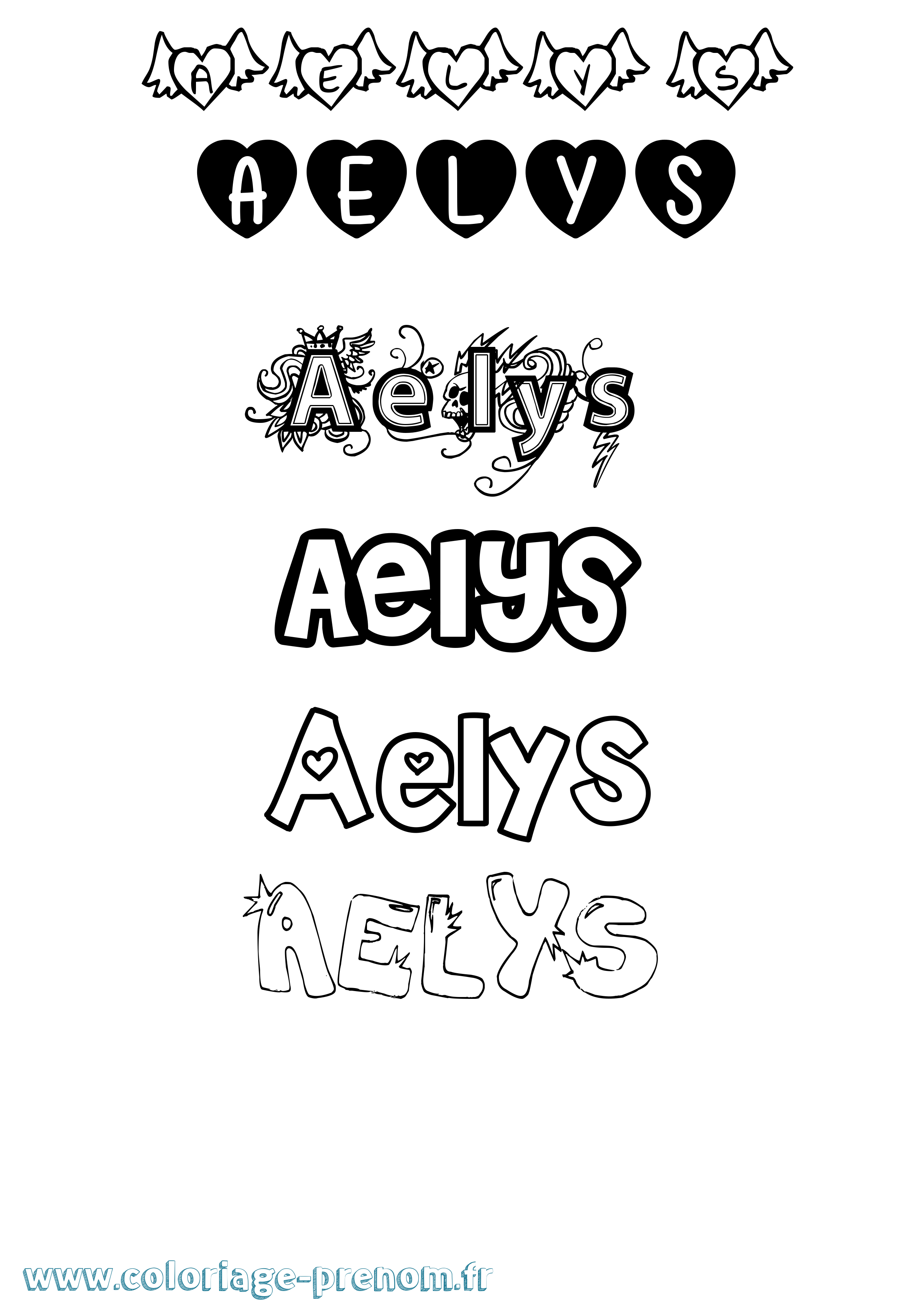 Coloriage prénom Aelys Girly