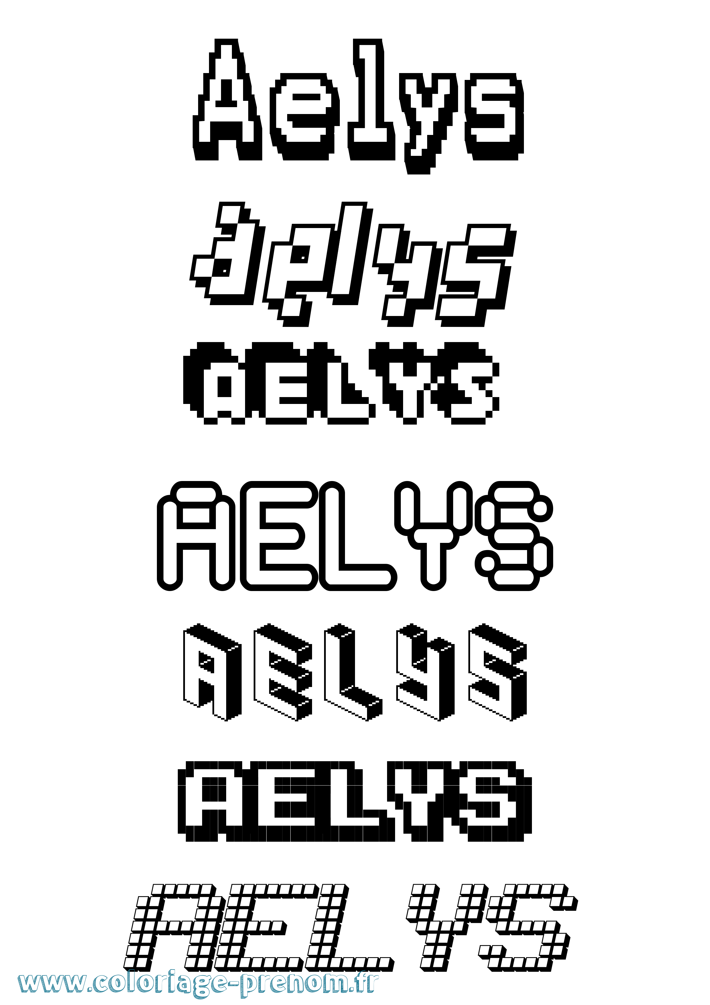 Coloriage prénom Aelys Pixel