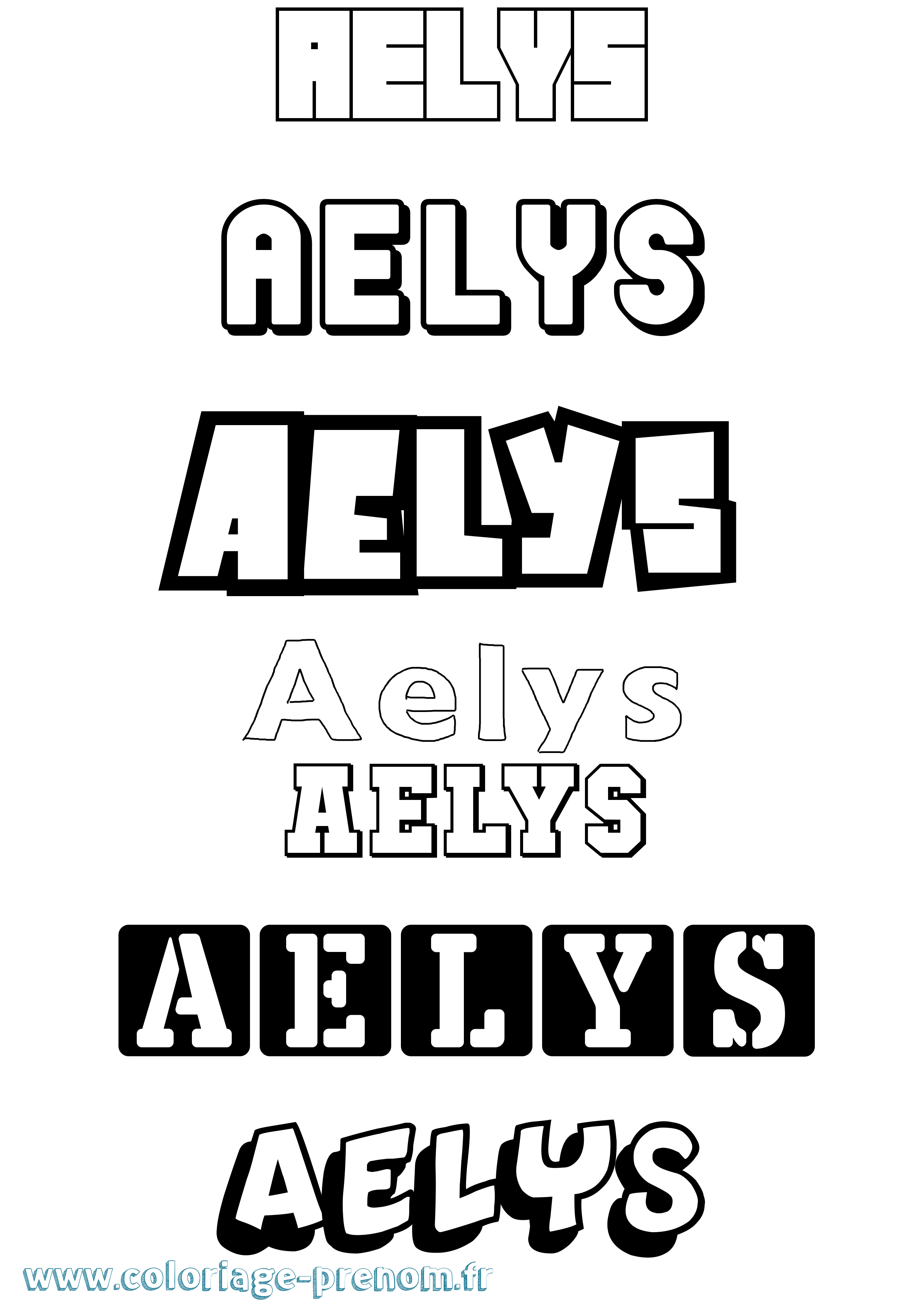 Coloriage prénom Aelys Simple
