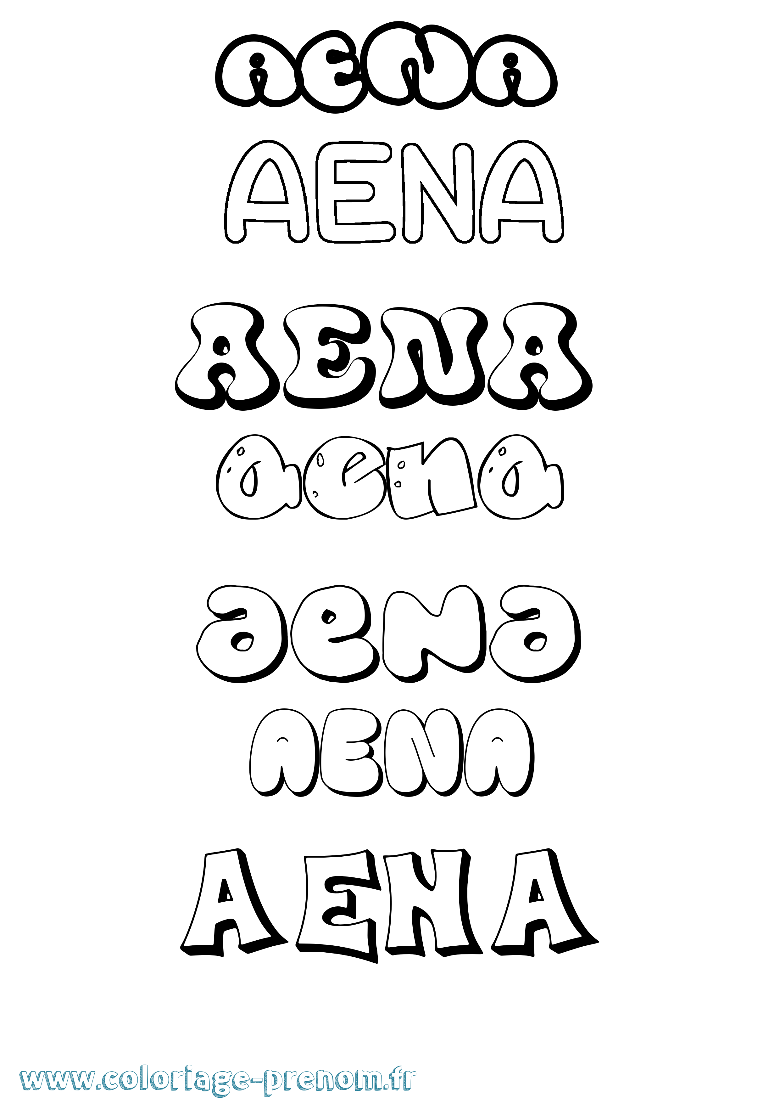 Coloriage prénom Aena Bubble