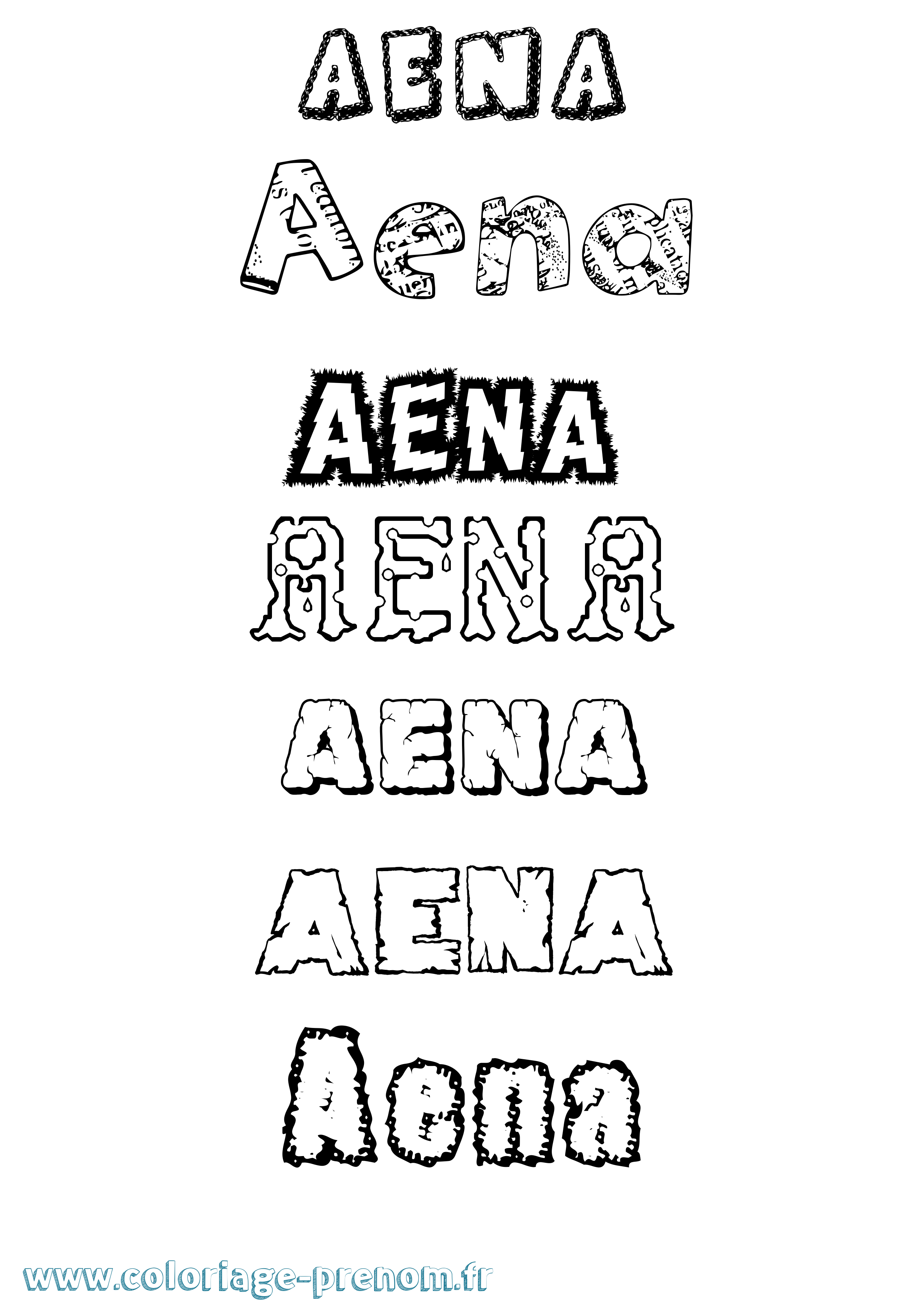 Coloriage prénom Aena Destructuré
