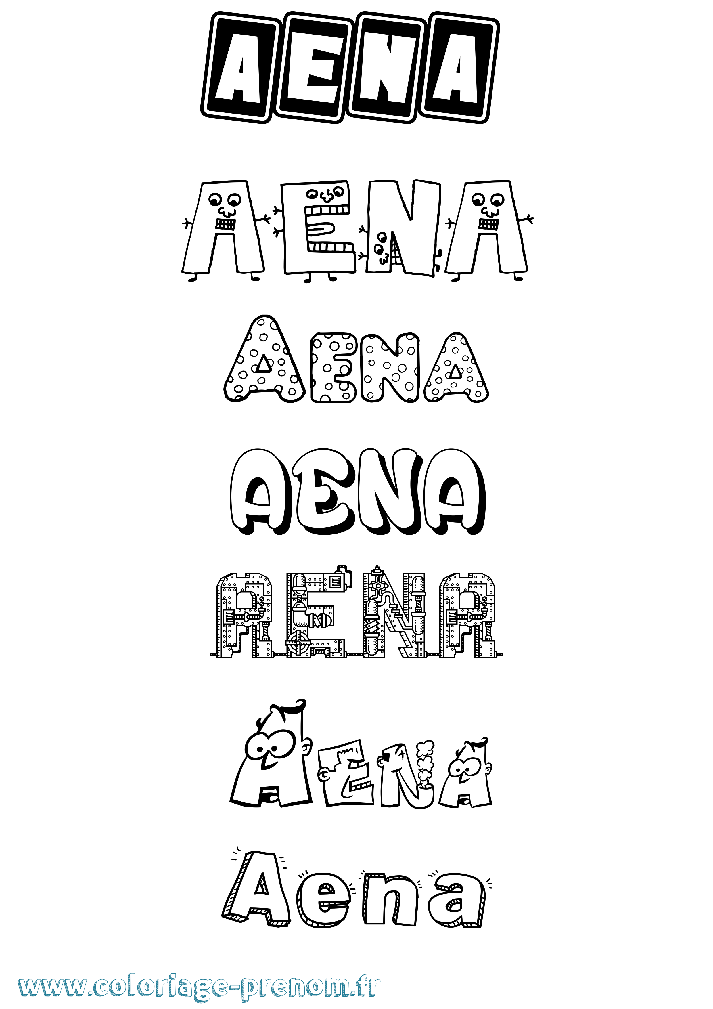 Coloriage prénom Aena Fun