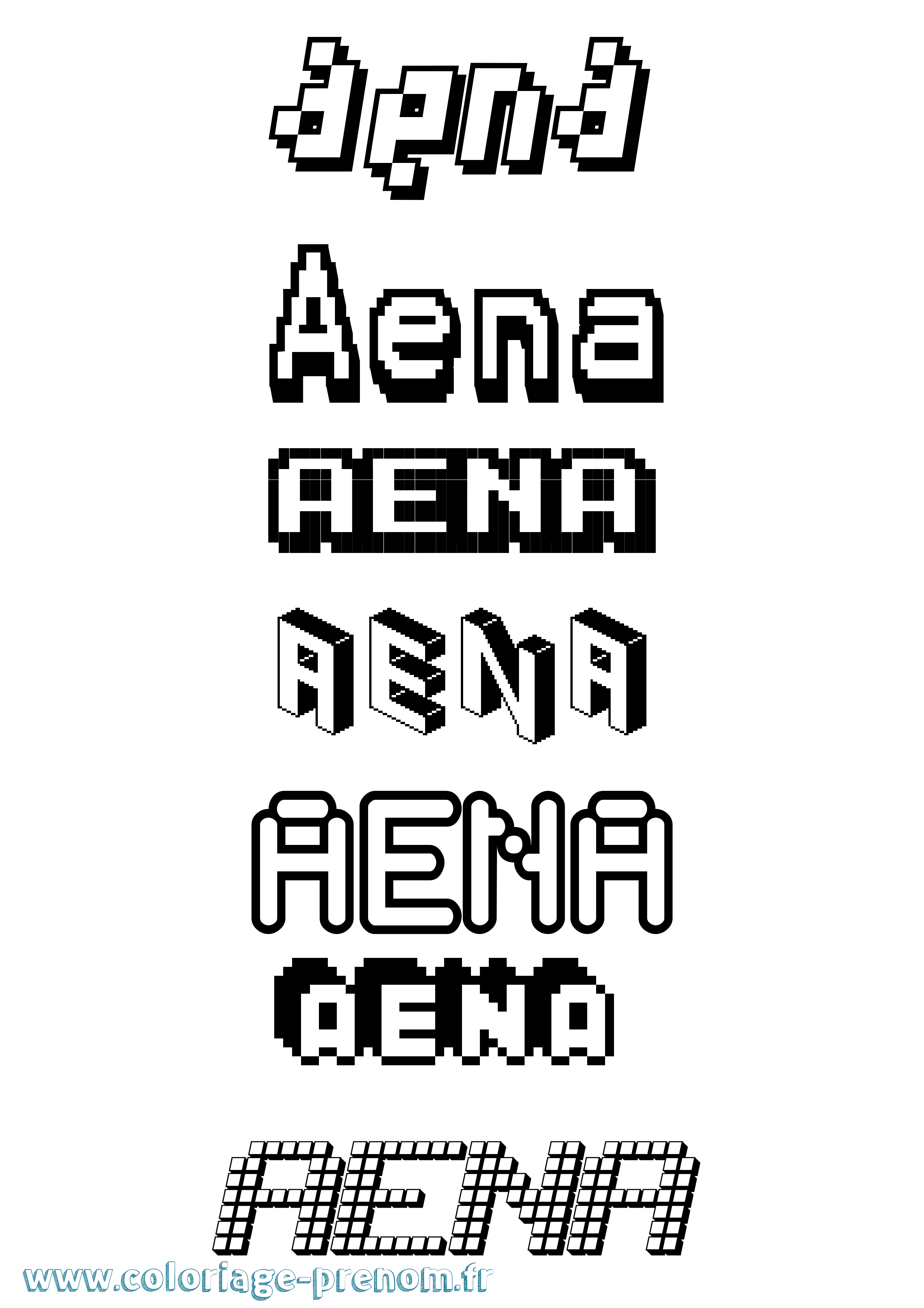 Coloriage prénom Aena Pixel