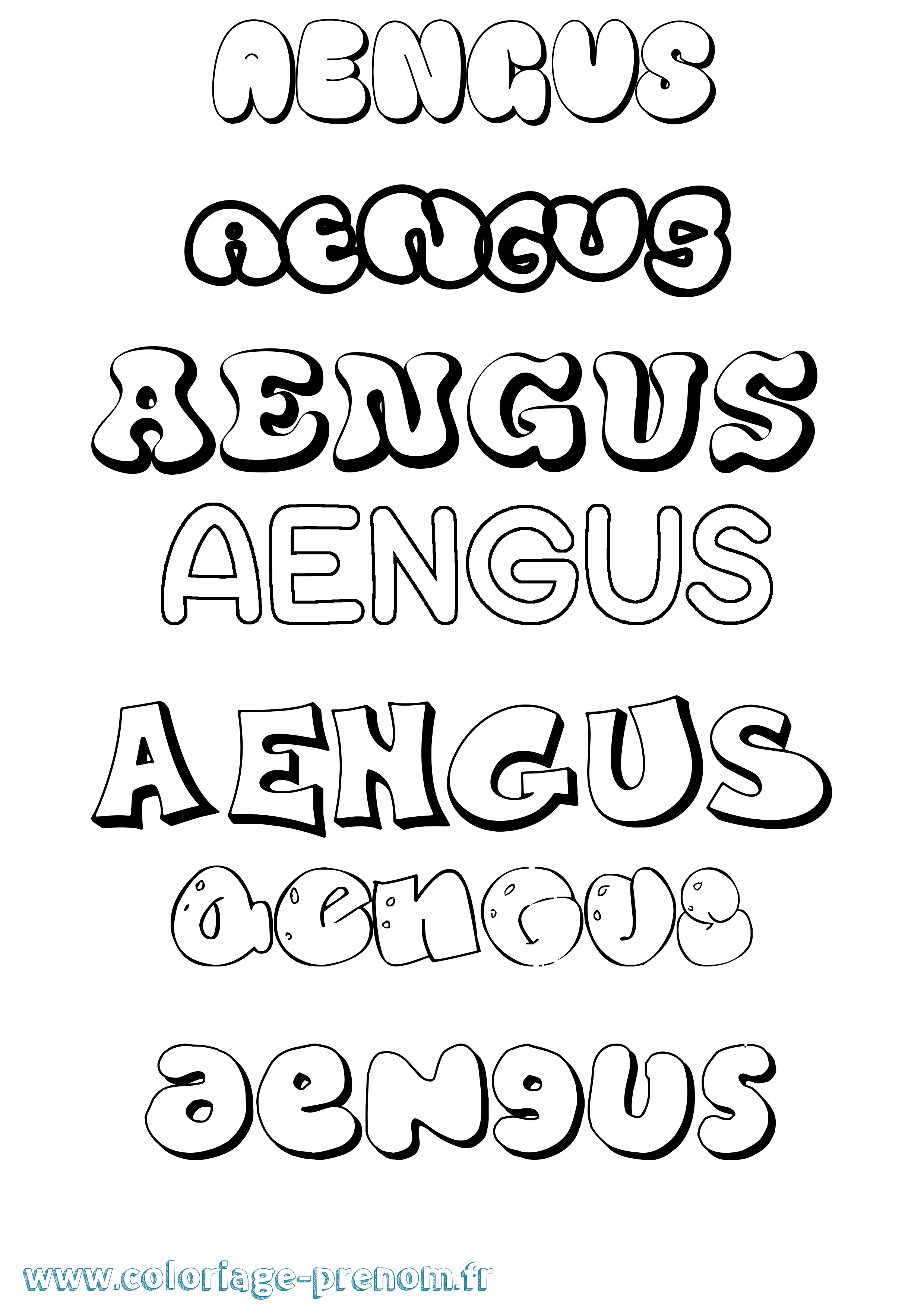Coloriage prénom Aengus Bubble