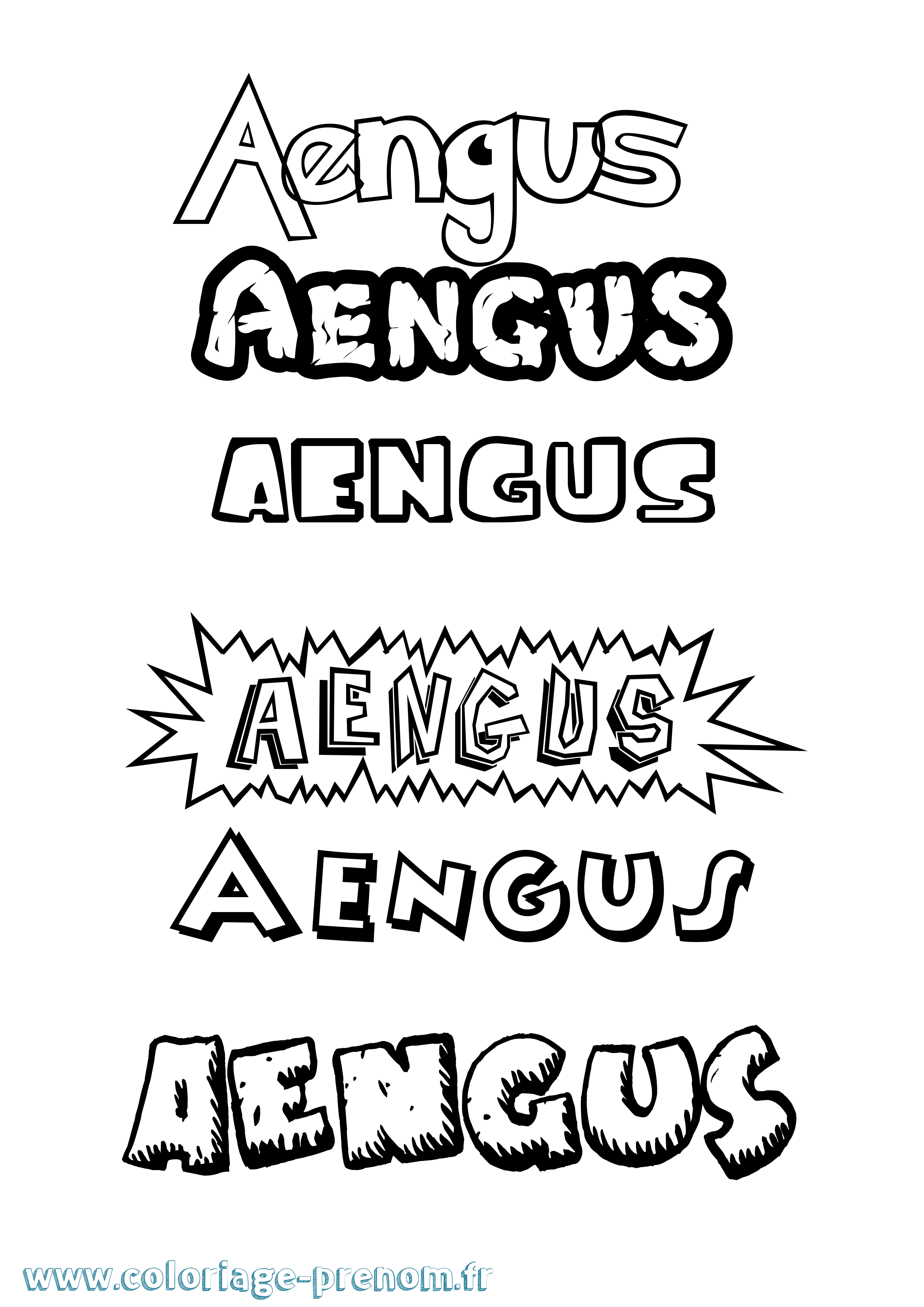Coloriage prénom Aengus Dessin Animé