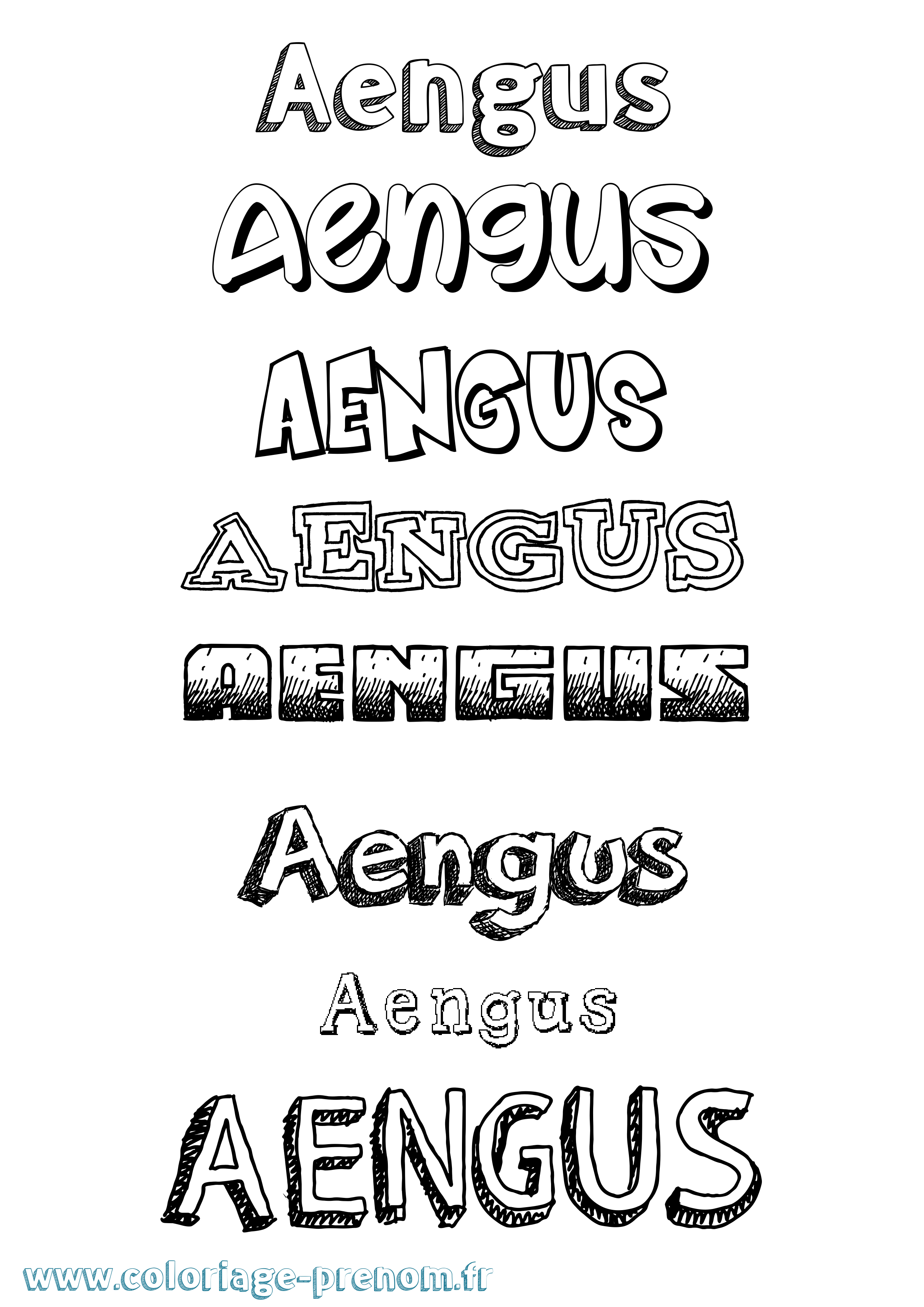 Coloriage prénom Aengus Dessiné