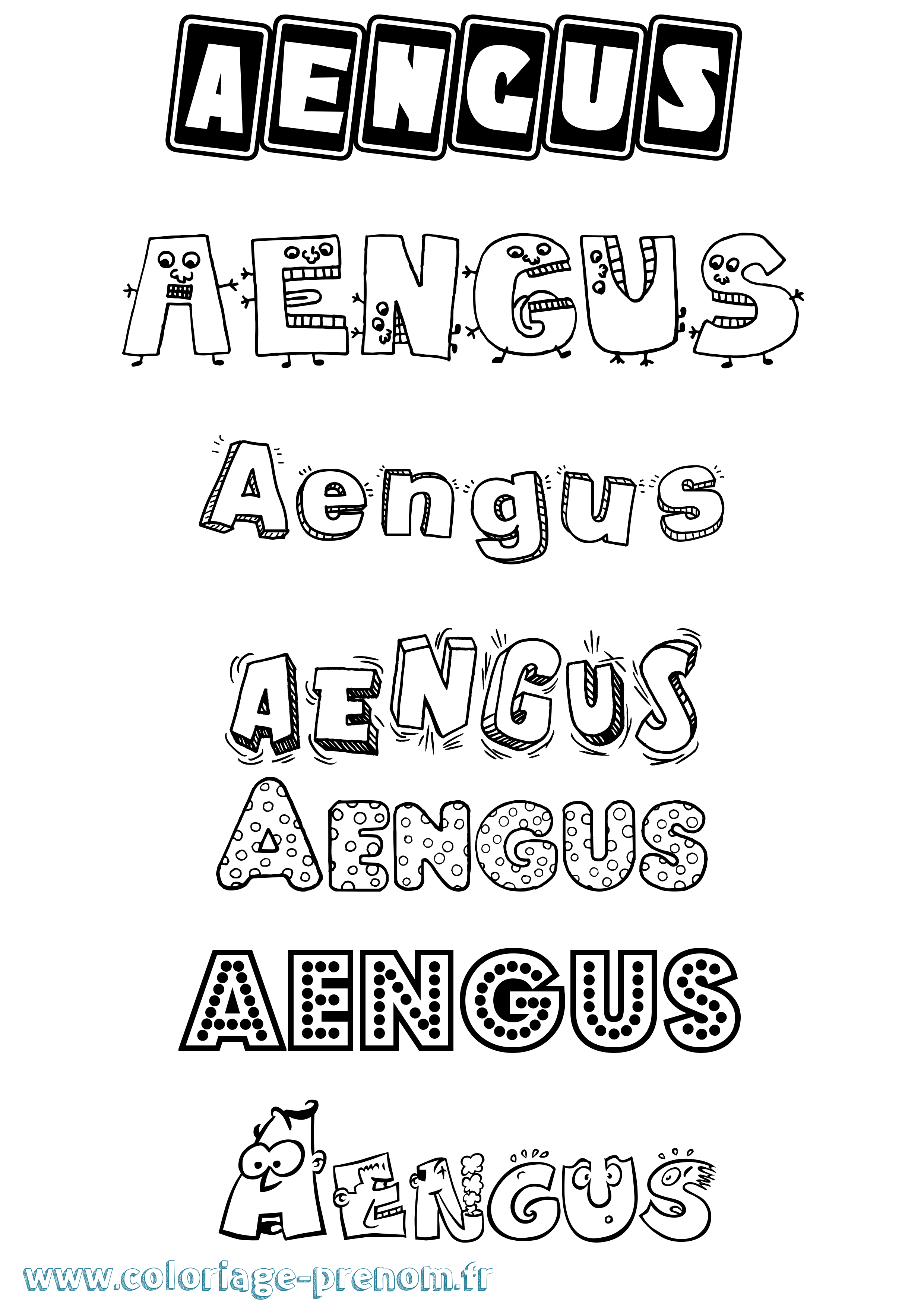 Coloriage prénom Aengus Fun